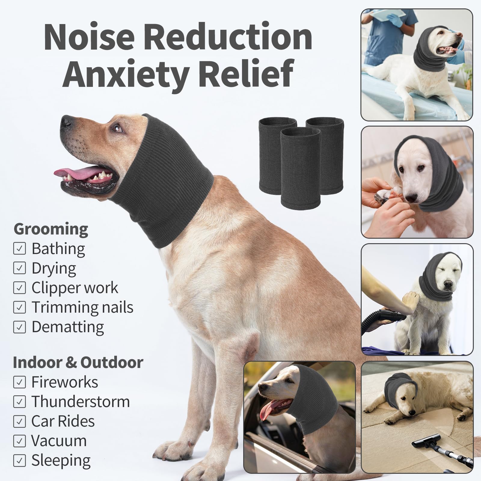 Nanaki Dog Calming Hoodie Quiet Head Cover Sleeves - Ear Covers Hood For Noise Bath, The Grooming And Force Drying Head Protecti