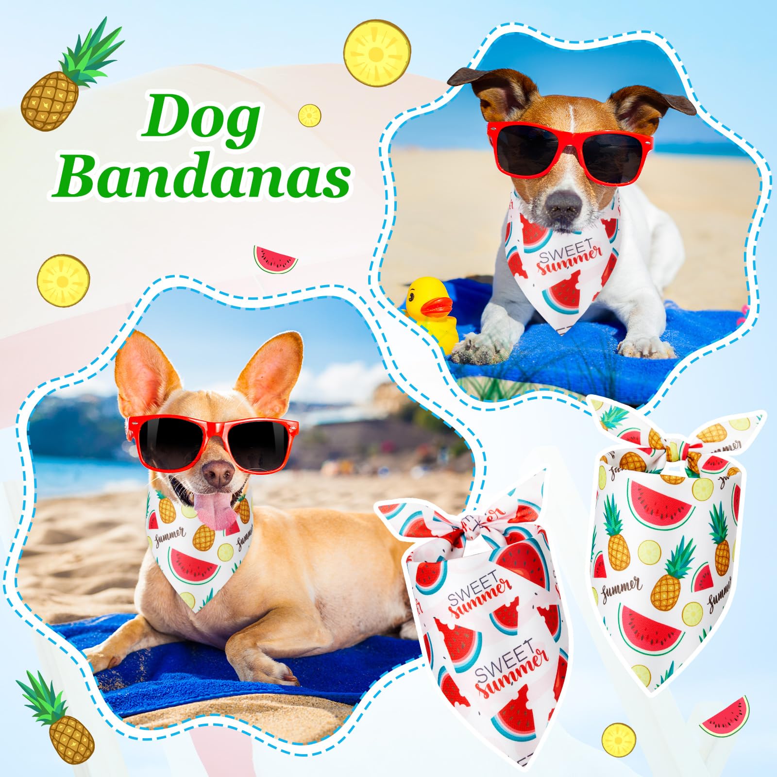 Weewooday 50 Pcs Fruit Dog Bandanas Bulk Summer Bandanas For Dogs Hawaiian Soft Bibs Adjustable Triangle Scarf For Small Medium