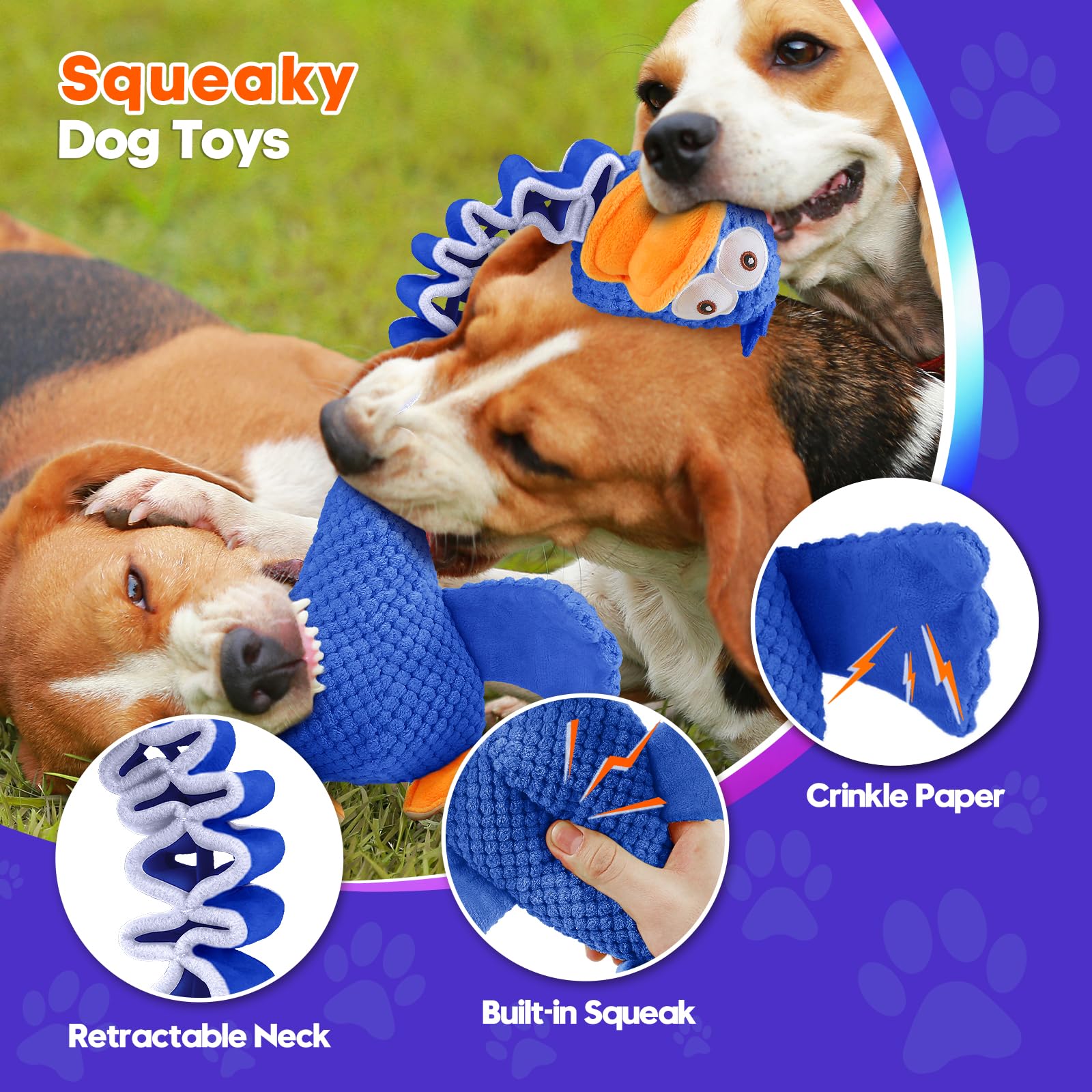 Foxyyds Interactive Puppy Toys, Dogs Toys For Aggressive Chewers, Retractable Tug Of War Dog Toys, Durable Chewing Squeaky Dog T