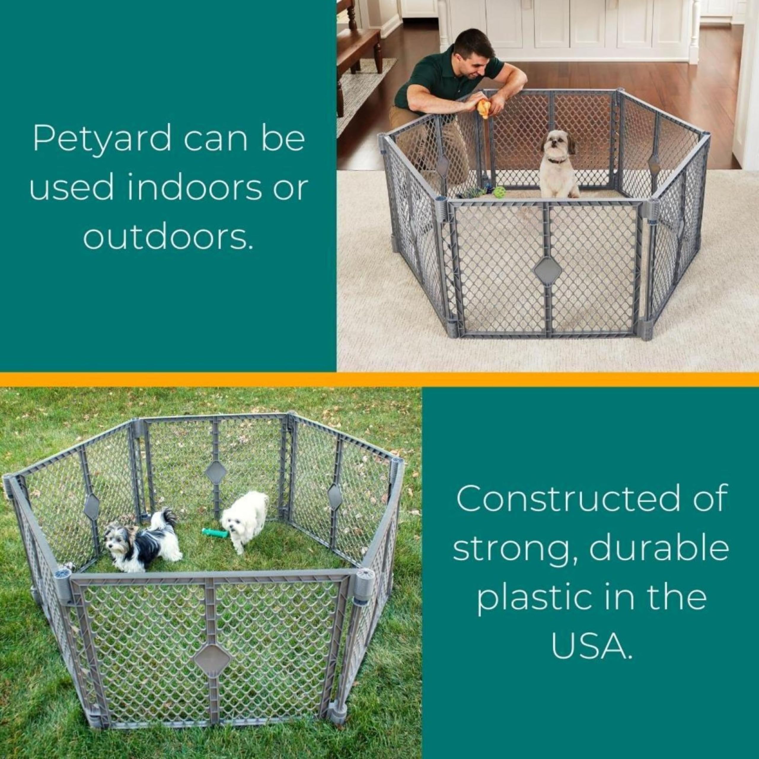 North States Mypet Petyard: 5.5 Ft. Wide Customizable Folding Dog Playpen Indoor/Outdoor. Made In Usa. 6-Panel Puppy Playpen. Fr