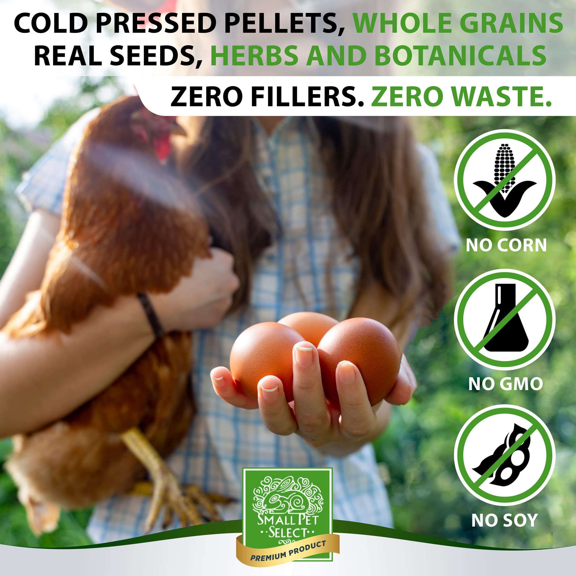 Small Pet Select Chicken Layer Feed Pellets | 18% Protein Level | Corn-Free, Soy-Free, Non-GMO | All Natural US Locally Sourced