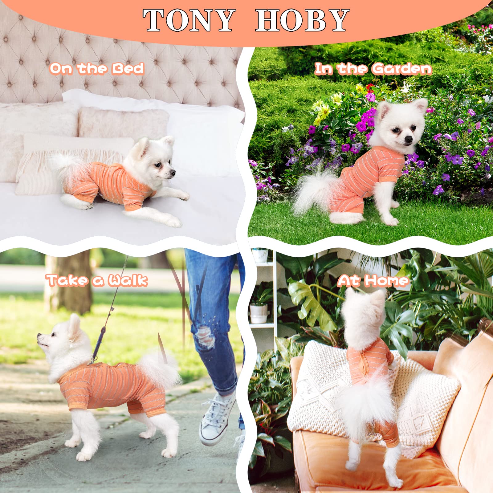 Tony Hoby Dog Pajamas, Dog Recovert Suit 4 Legs, Dog Shirt Breathable In Summer For Small Medium Dog (Orange, Girl, L)