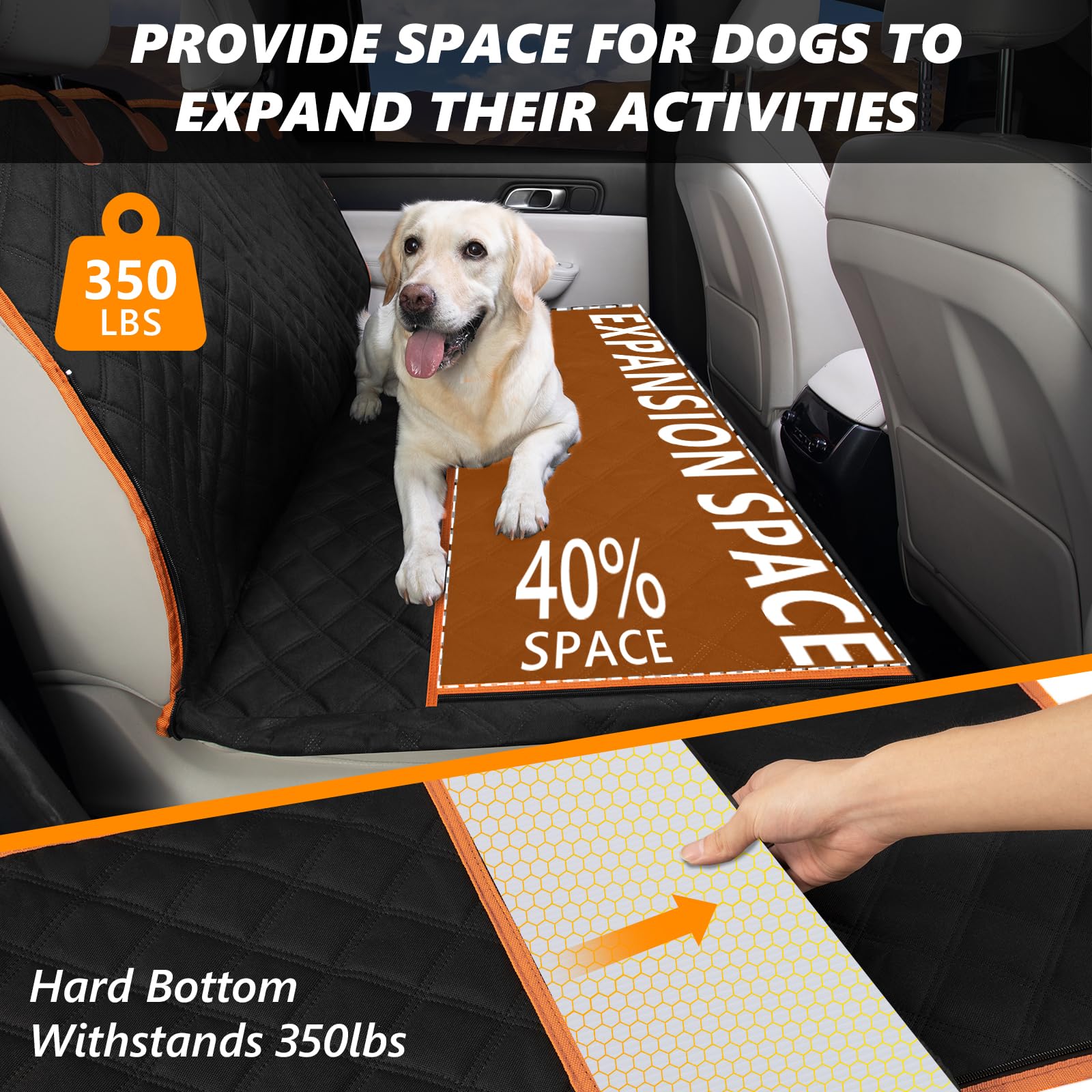 Svopes Back Seat Extender With Hard Bottom - Waterproof Dog Car Seat Cover - Anti-Scratch Dog Hammock For Cars, Suvs, Trucks - M