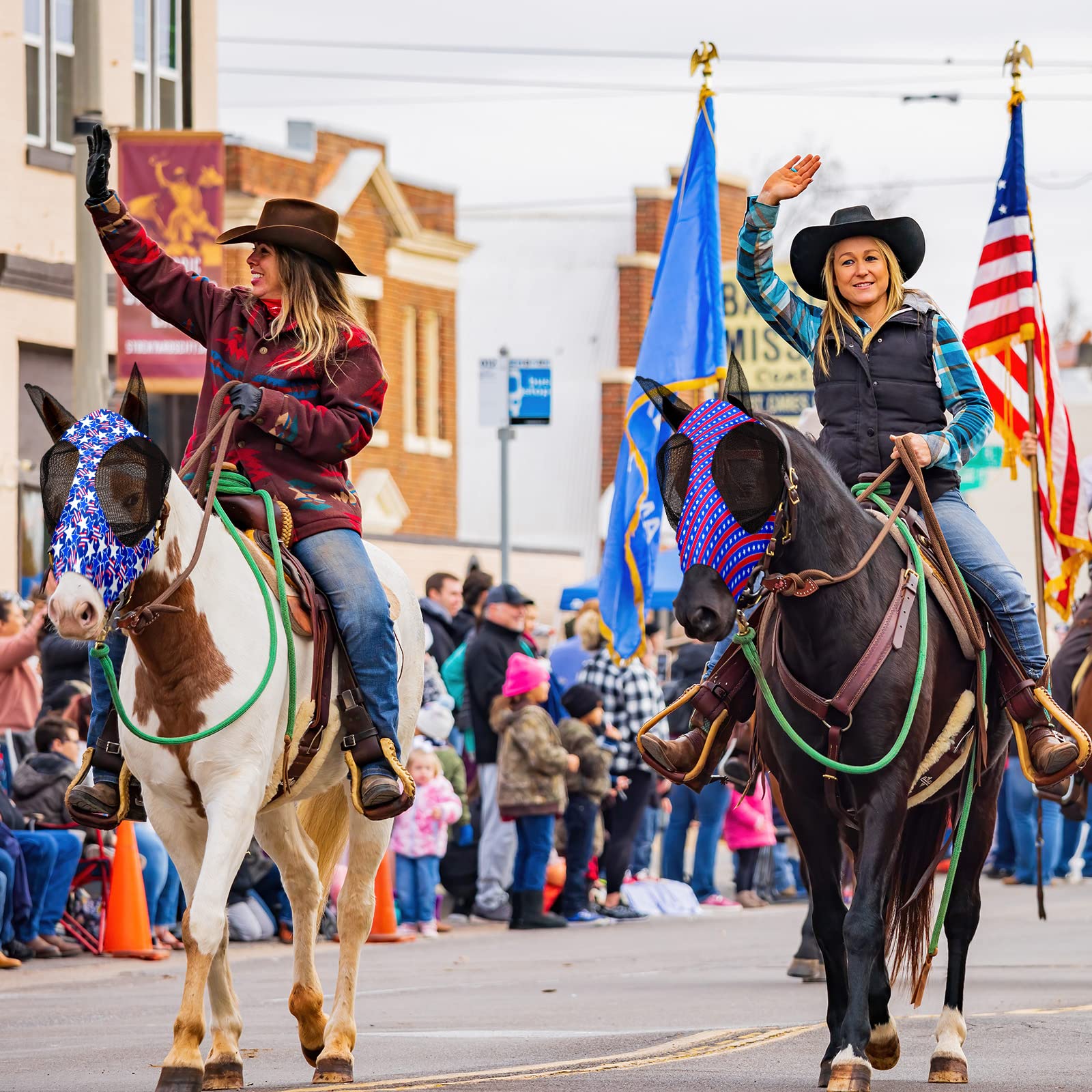 Frienda 4 Pcs Horse Fly Mask with Ears Horse Face Covering Elasticity Smooth Comfortable Mask with UV Protection(Large)