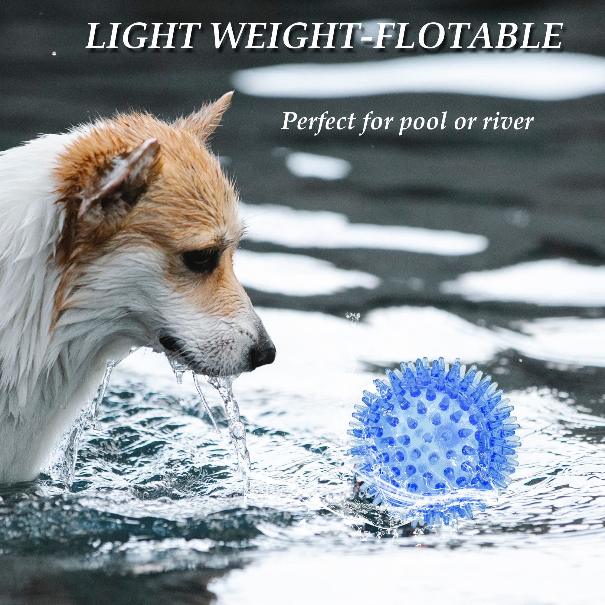 LECHONG Squeaky Dog Toys - Spiky Dog Balls for Dental Health - Synthetic Rubber - Size S - 6 Pack