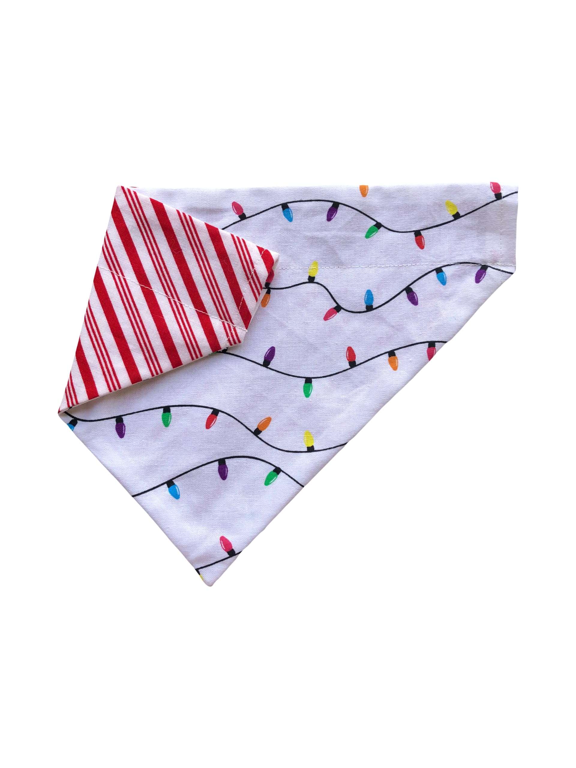 Christmas Bandana | Striped Dog Bandana | Red Dog Bandana | Reversible Dog Bandana | Slip Over The Collar Bandana | For Small Me