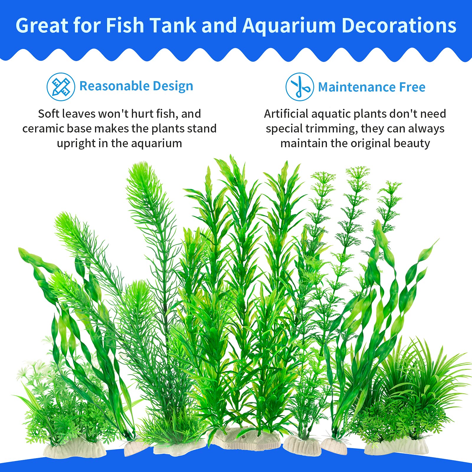 MyLifeUNIT Aquarium Plants, 20 Pack Artificial Fish Tank Plants for Aquarium Decorations (Green)