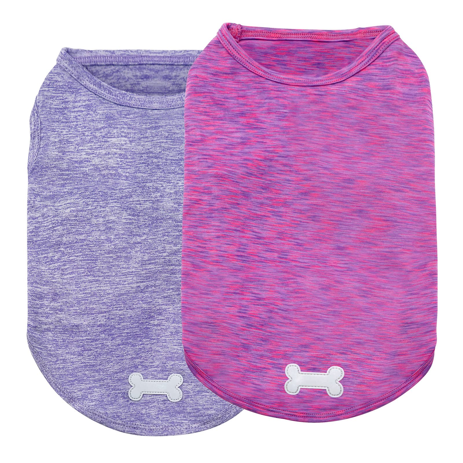 Kyeese 2 Pack Dog Shirts Quick Dry Soft Stretchy Pet T-Shirts With Reflective Label Tank Top Sleeveless Vest Sun Protection Dog 