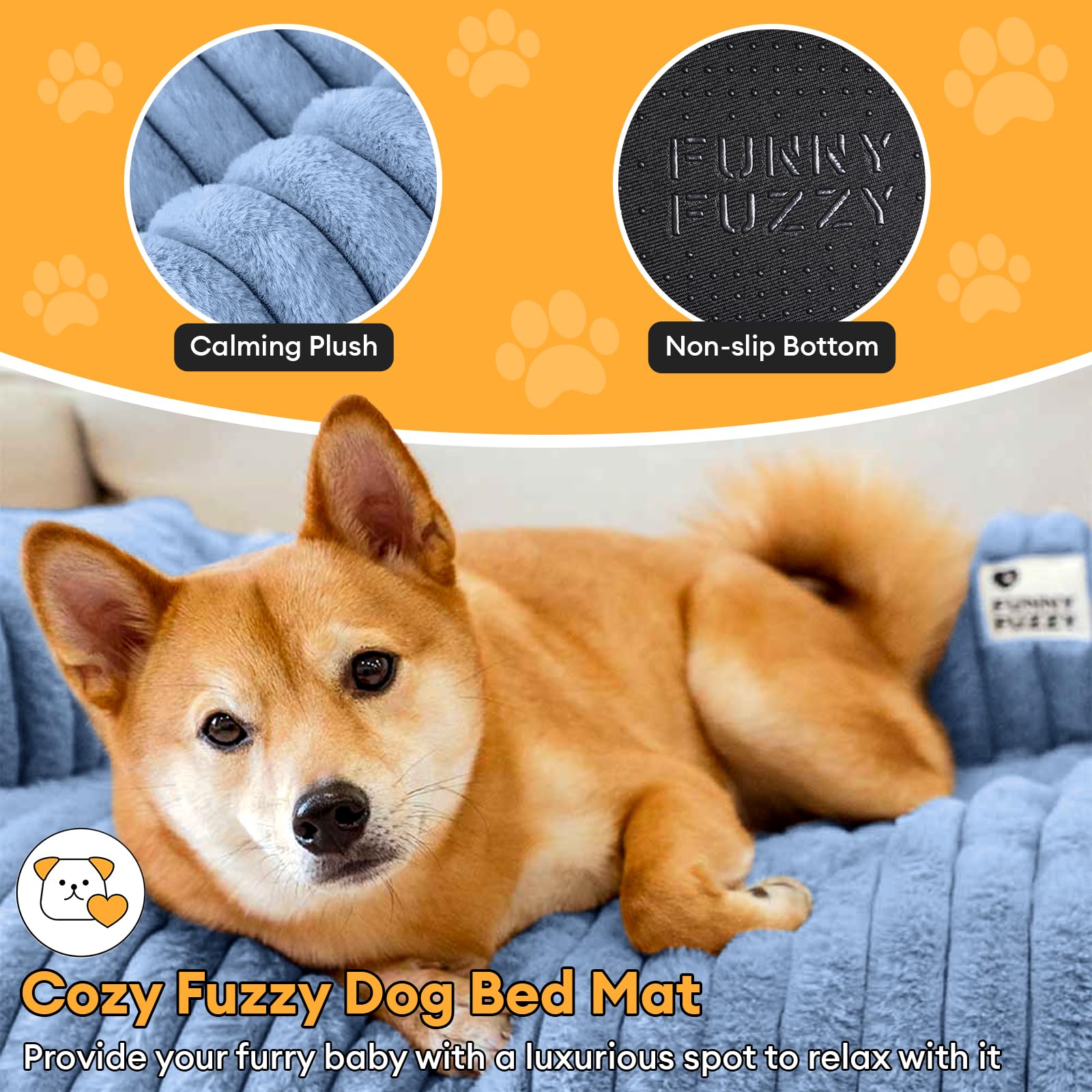 Funny Fuzzy Pet Couch Cover For Sofa, Calming Dog Bed For Couch, Fluffy Plush Dog Couch Mat For Furniture Protector For Large Me