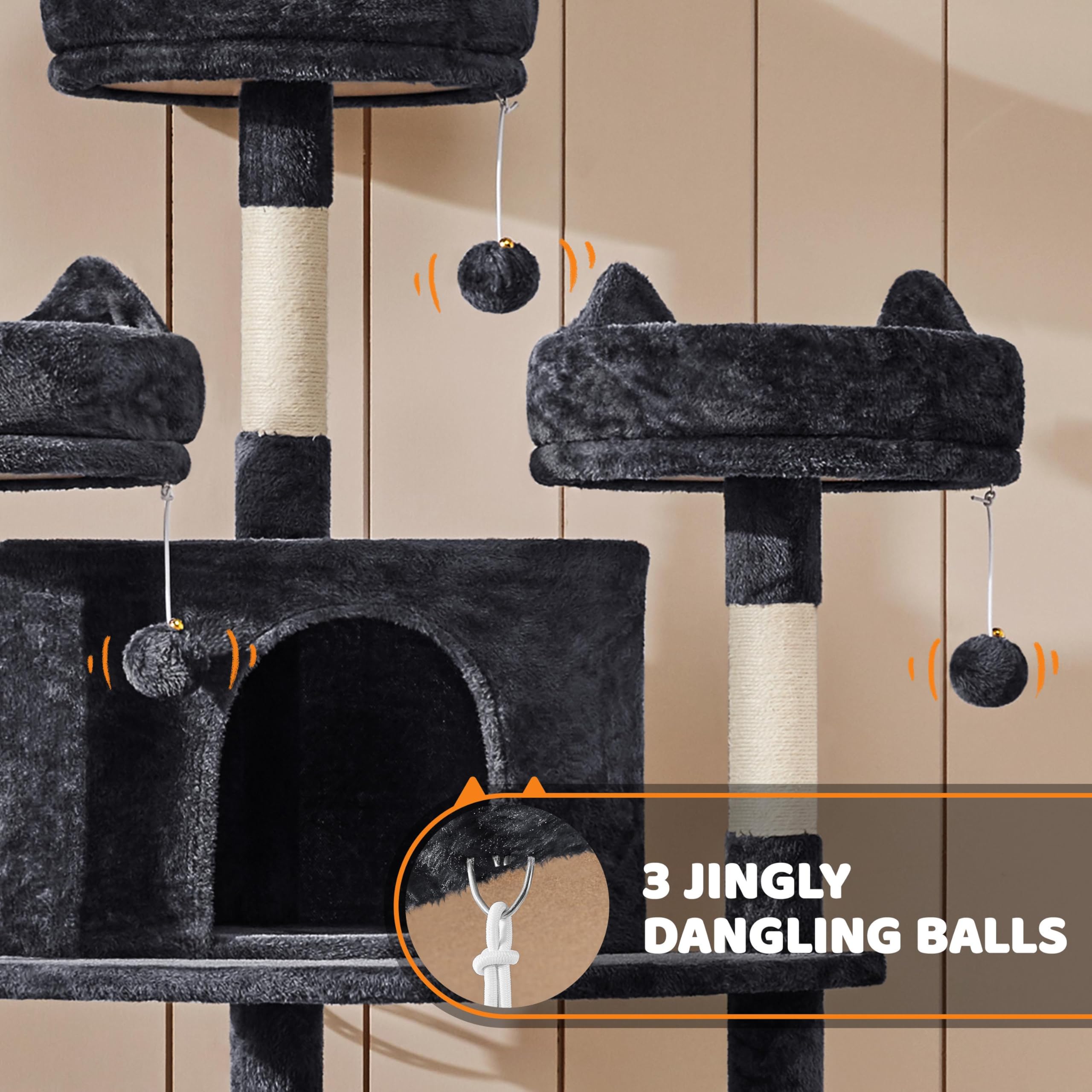 Topeakmart Cat Tree Tower, Multi-Level Cat Condo Activity Center With Platforms Scratching Posts As Kitten Activity Center