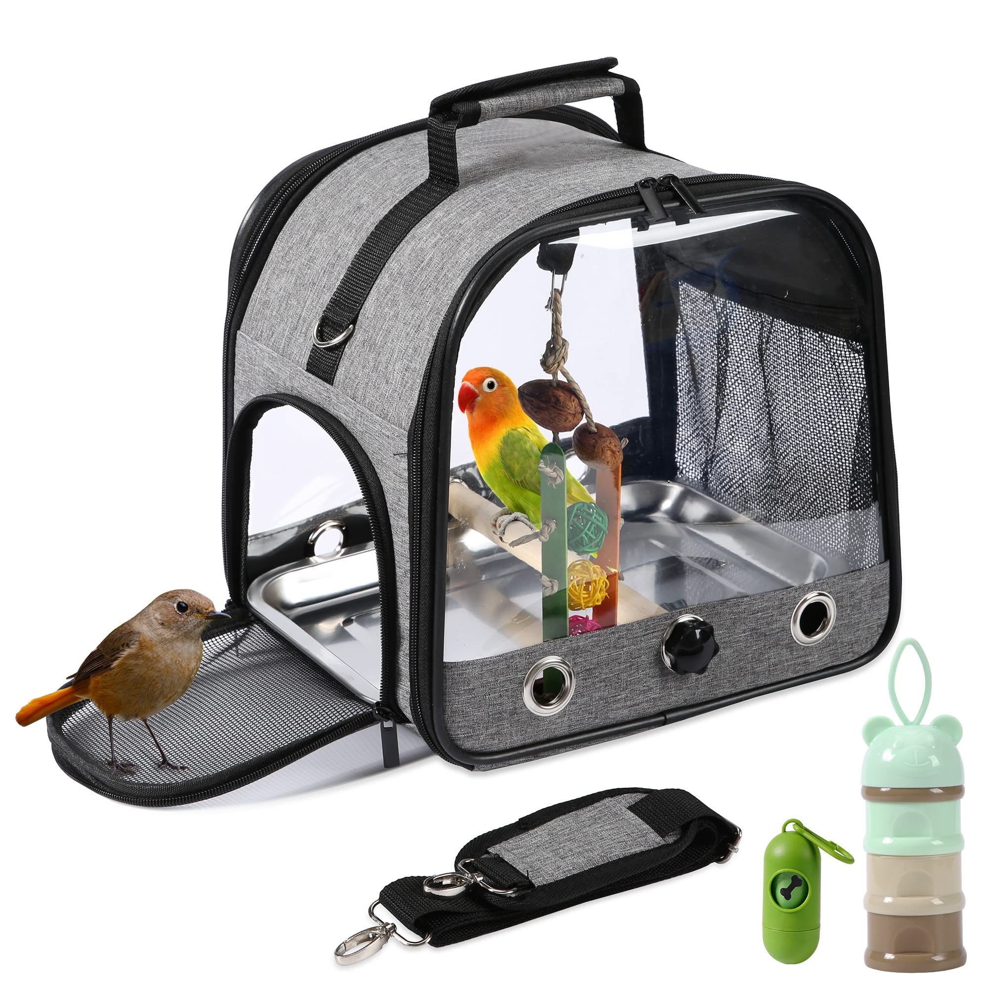 SUERTREE Bird carrier Bag Bird Travel cage with Stand, Small Bird carrier for Parrot, Portable Bird carrier Travel Bag, Pet Tran