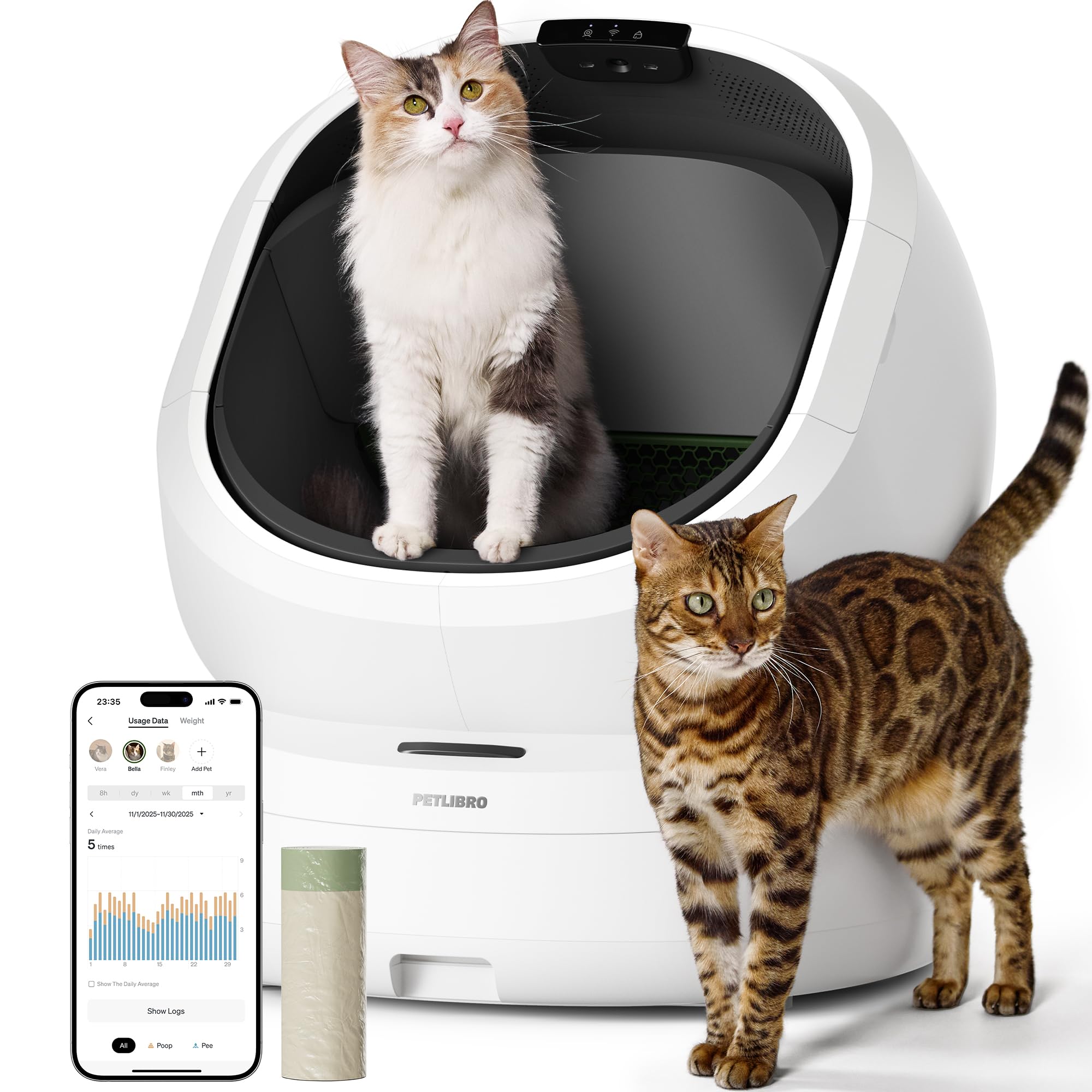 PETLIBRO Luma Automatic Cat Litter Box AI-Camera Waste Analysis, Auto Odor-Control Self Cleaning Cat Litter Box with Multi-Cats 