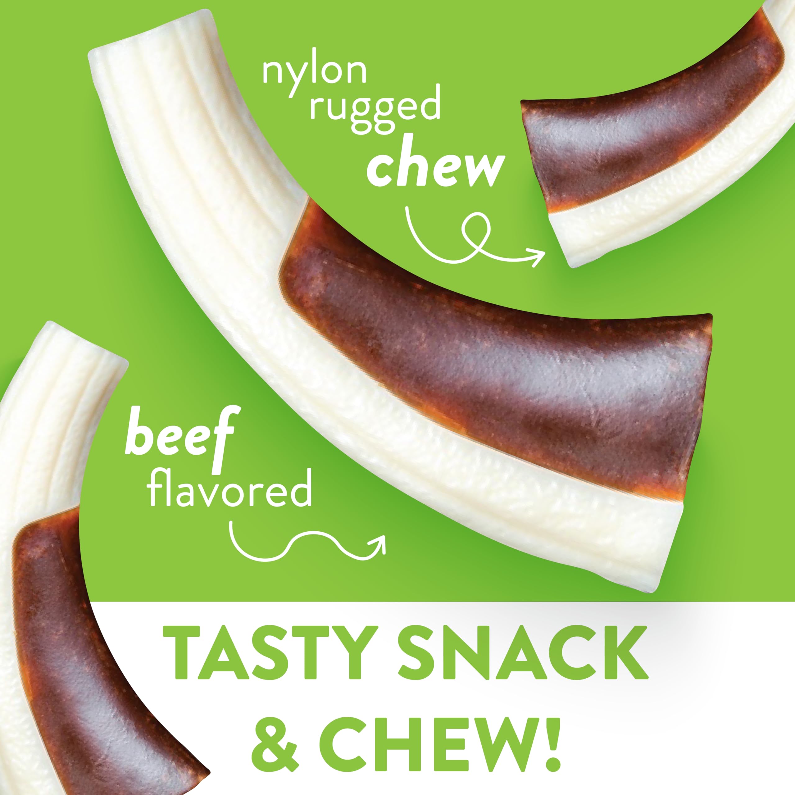 Spunky Pup Snack & Chew Antler - Durable Nylon Dog Chew Toy With Embedded Beef-Flavored Treat, Promotes Dental Health - Antler T