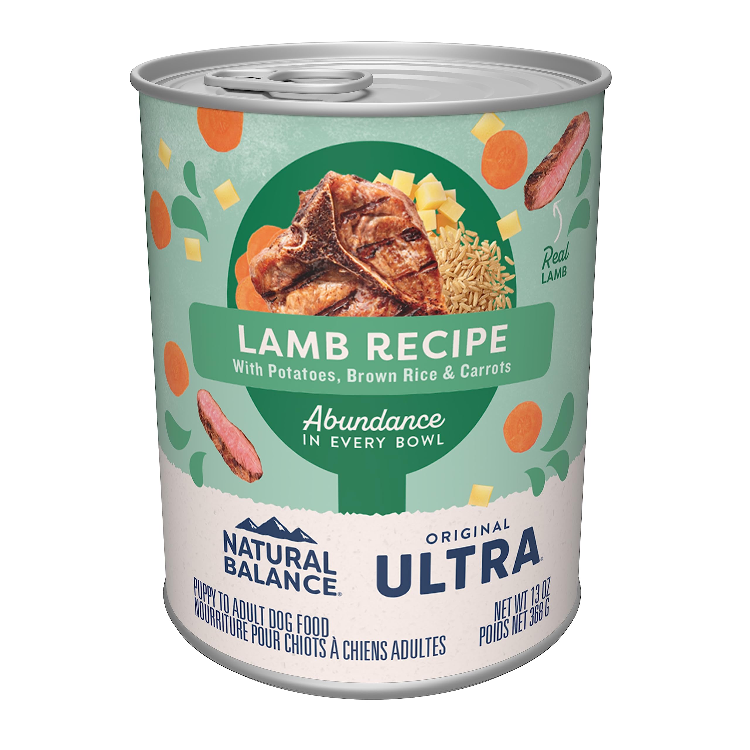 Natural Balance Original Ultra Adult Wet Dog Food, Lamb Recipe with Potatoes, Brown Rice & Carrots, 13 Ounce Can (Pack of 12)
