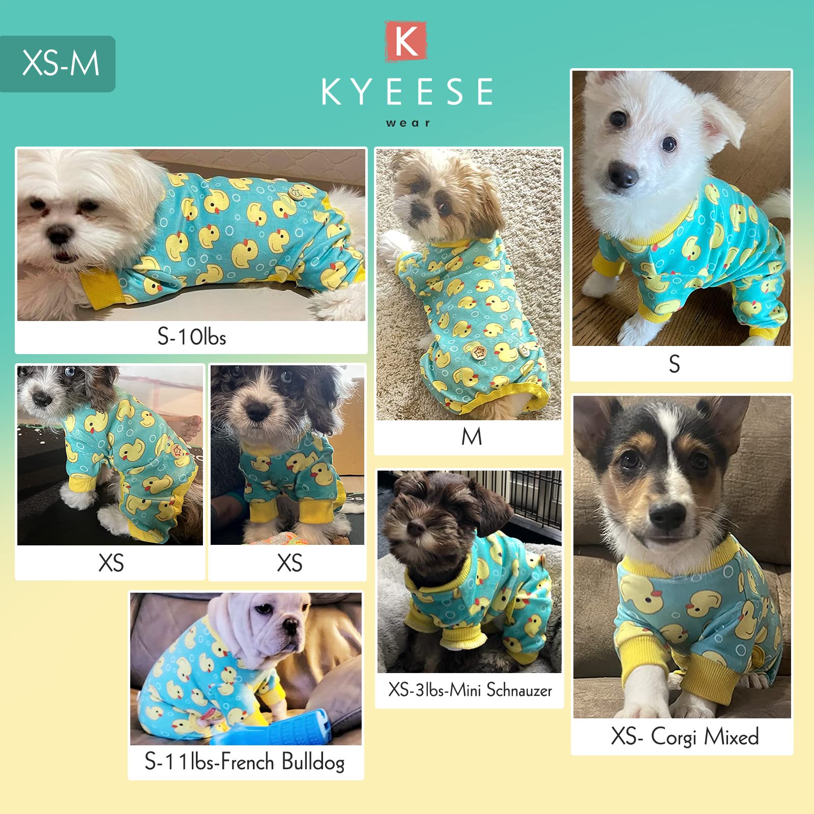 Kyeese Dog Pajamas Yellow Ducks For Small Dogs Soft Material Stretchable Dog Pjs Cat Pajama Dog Apparel
