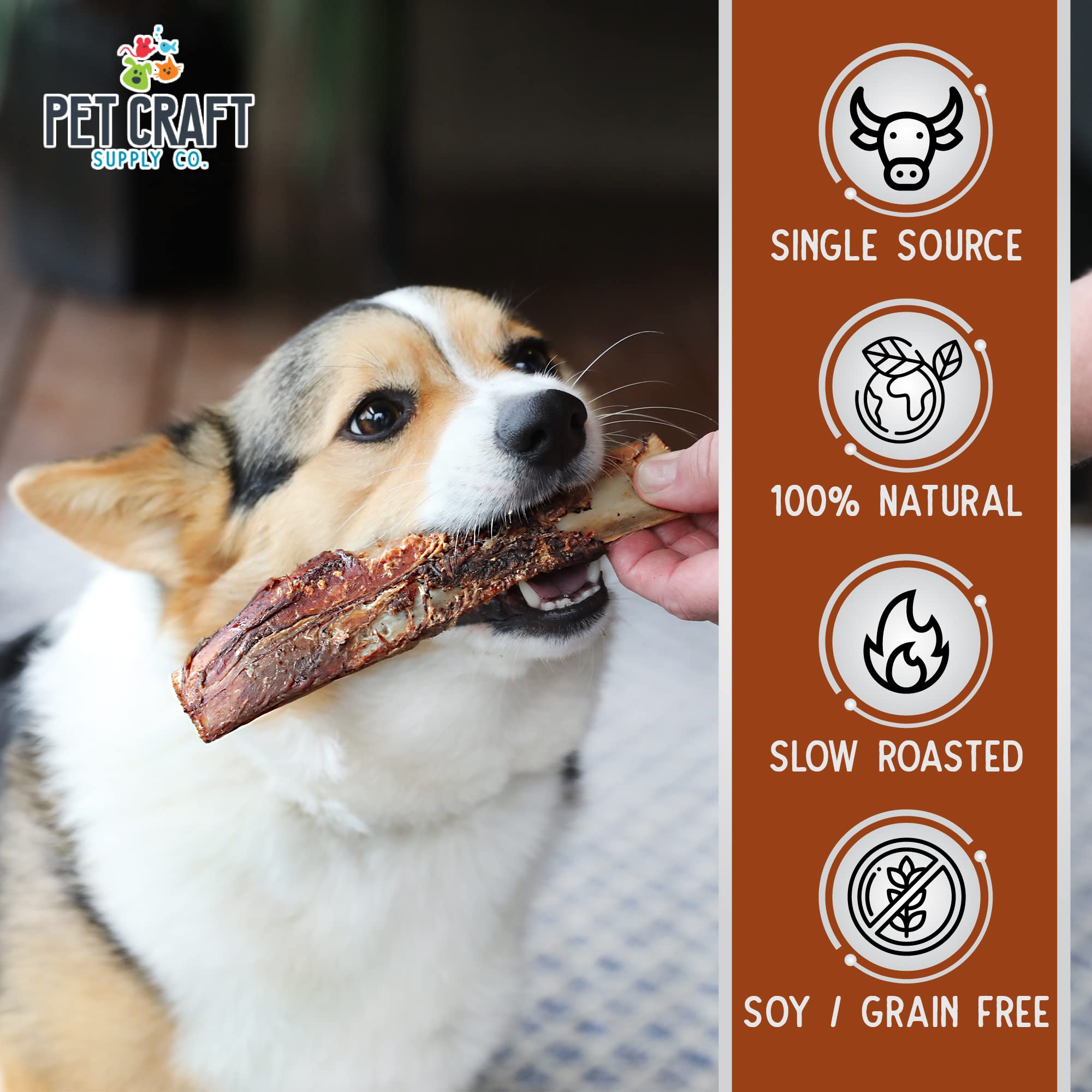 Pet Craft Supply All Natural Healthy Buffalo Rib Bones Dog Chews Treats for Aggressive Chewers Long Lasting Rawhide Free Premium