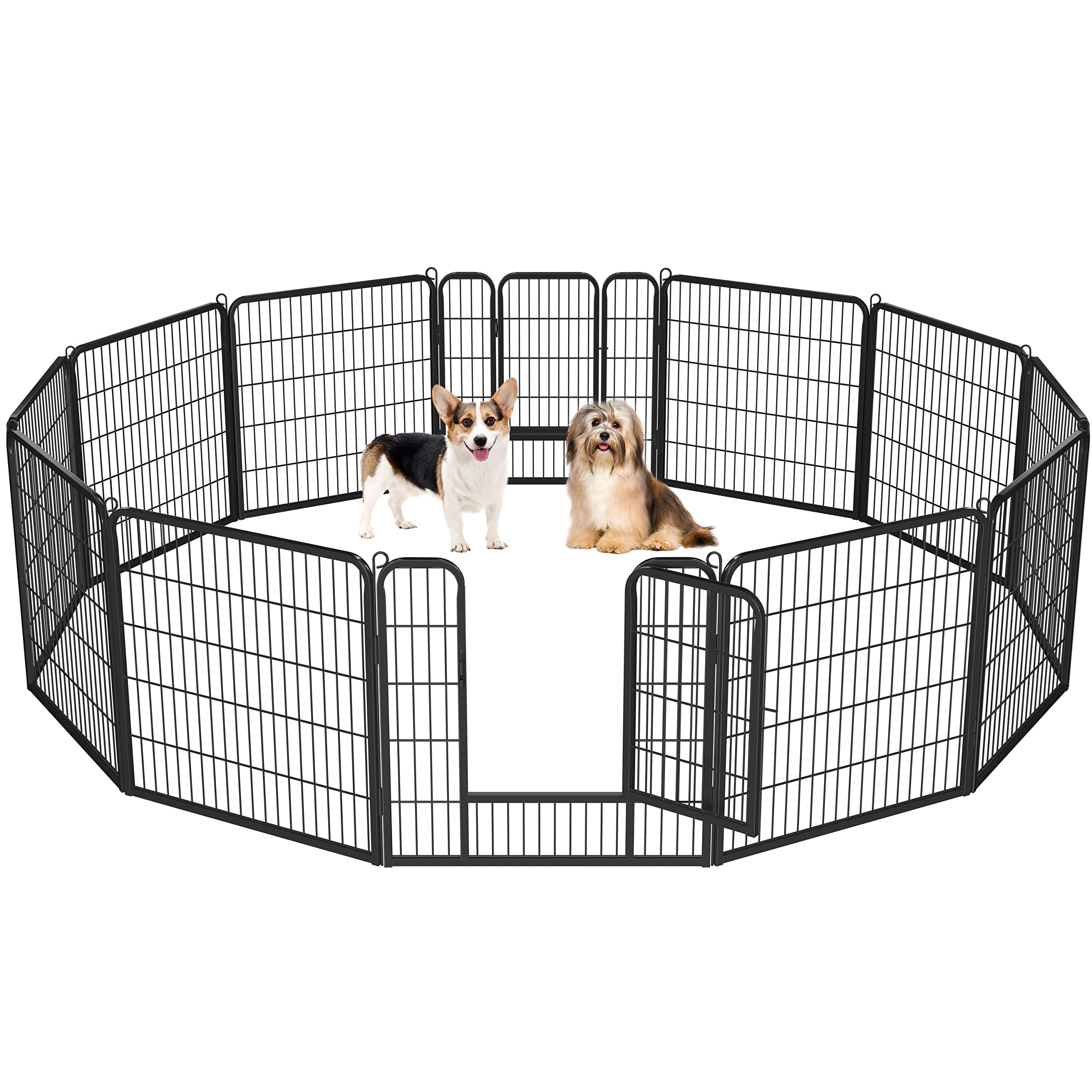 Topeakmart 12 Panel 32-inch Heavy Duty Dog Pen- Foldable Metal Dog Pen Dog Exercise Pen Barrier Crate Cage Kennel Portable Cat D