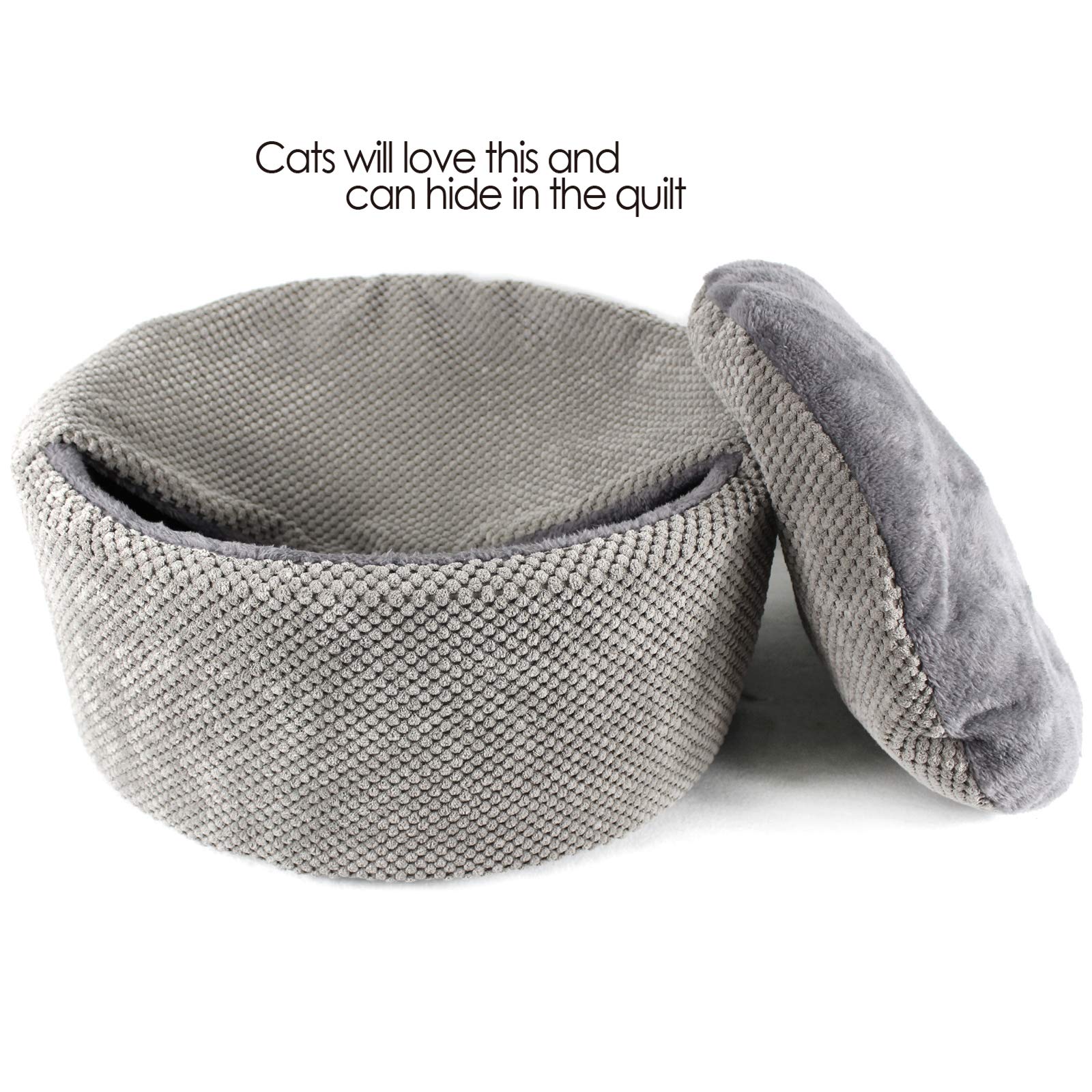 Winsterch Large Washable Warming Cat Bed House, Round Soft Cat Beds,Pet Sofa Bed, Small Pet Beds (17.8 X 17.8 X 7.84 In)