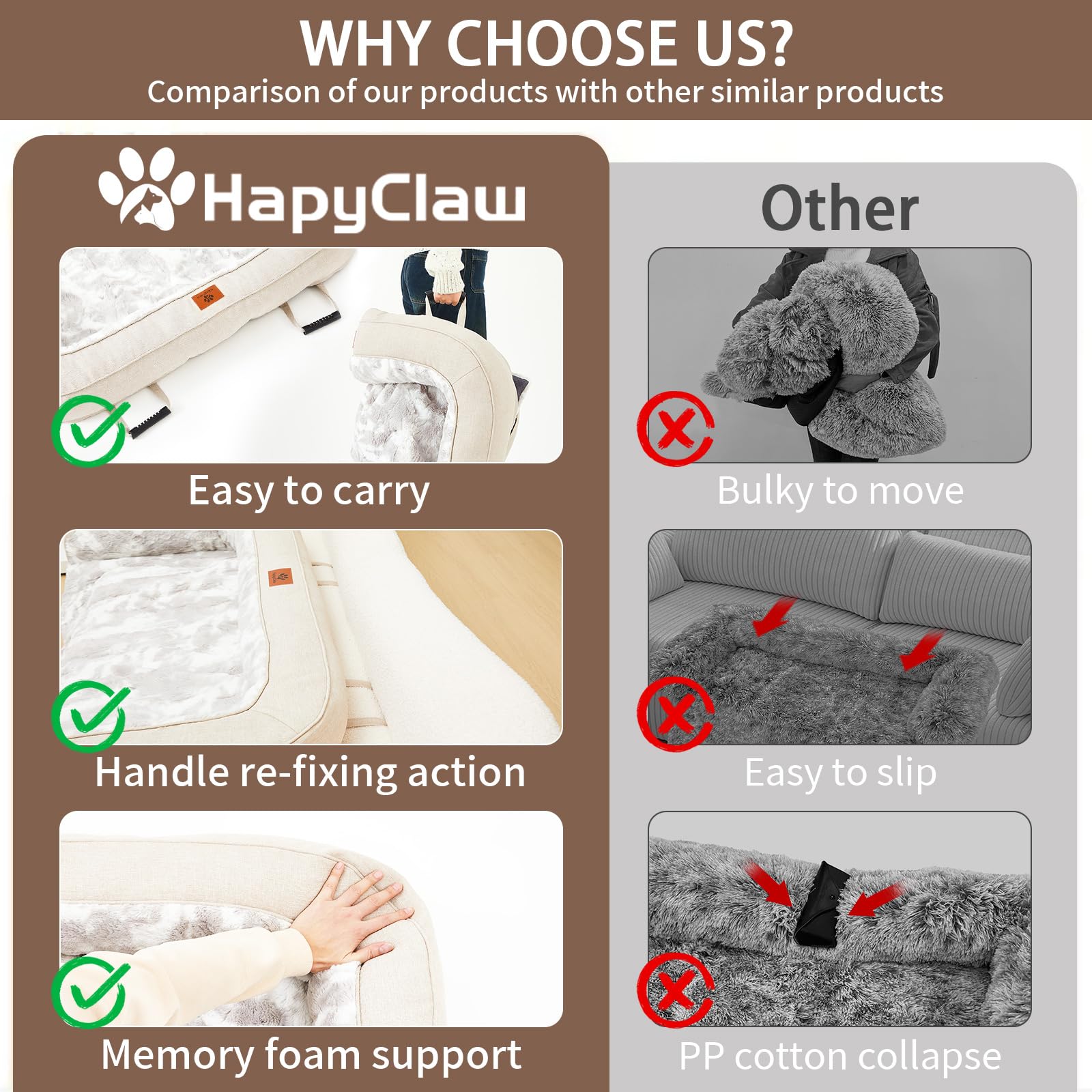 Hapyclaw Calming Dog Couch Bed Mat, 53X39 Inch Waterproof Fluffy Sofa Cover, Furniture Protector With Handle, Removable And Wash