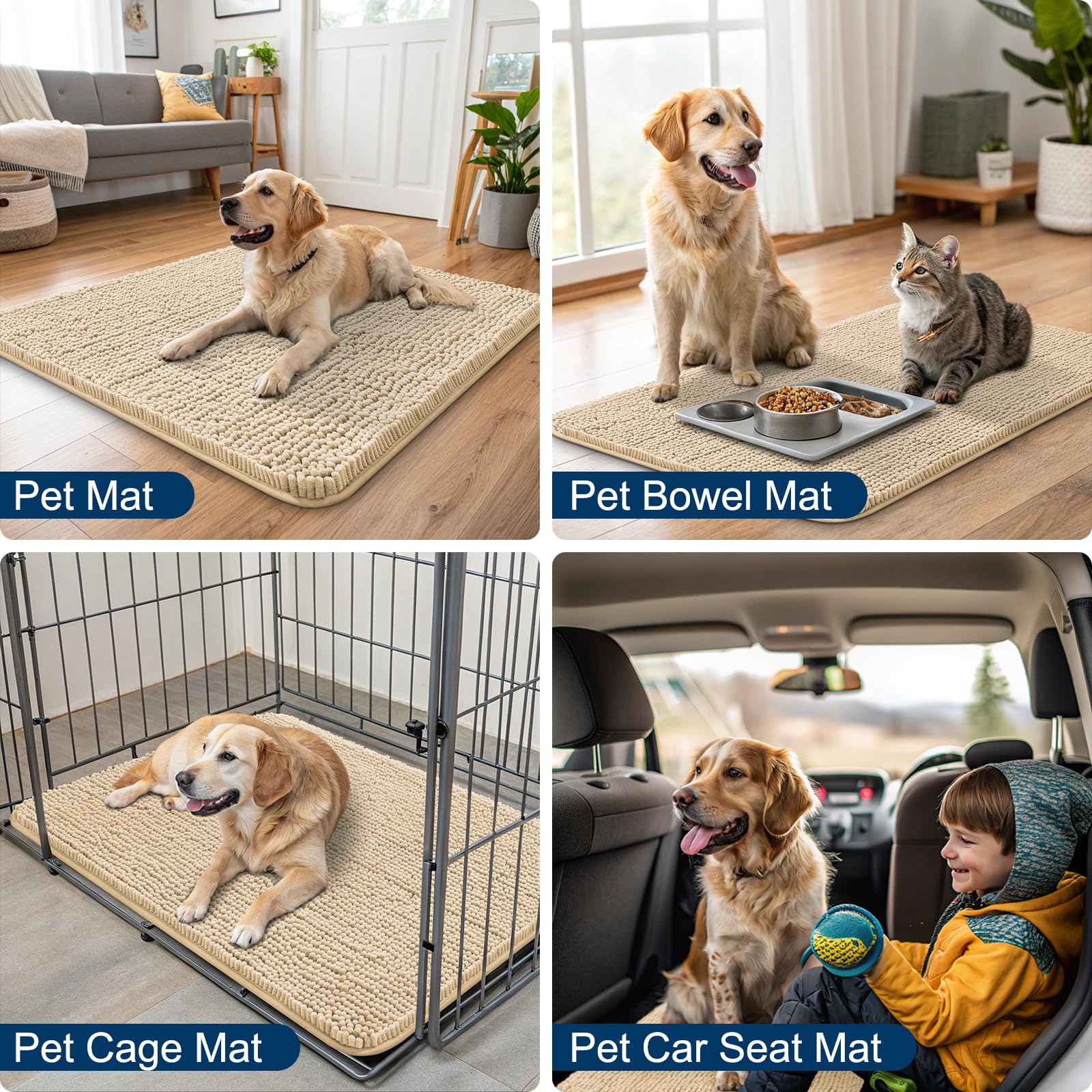 Smiry Dog Bed Mat 40X32, Ultra Soft Non-Slip Washable Quick Dry Chenille Dog Sleeping Mattress For Large Jumbo Medium Small Dogs