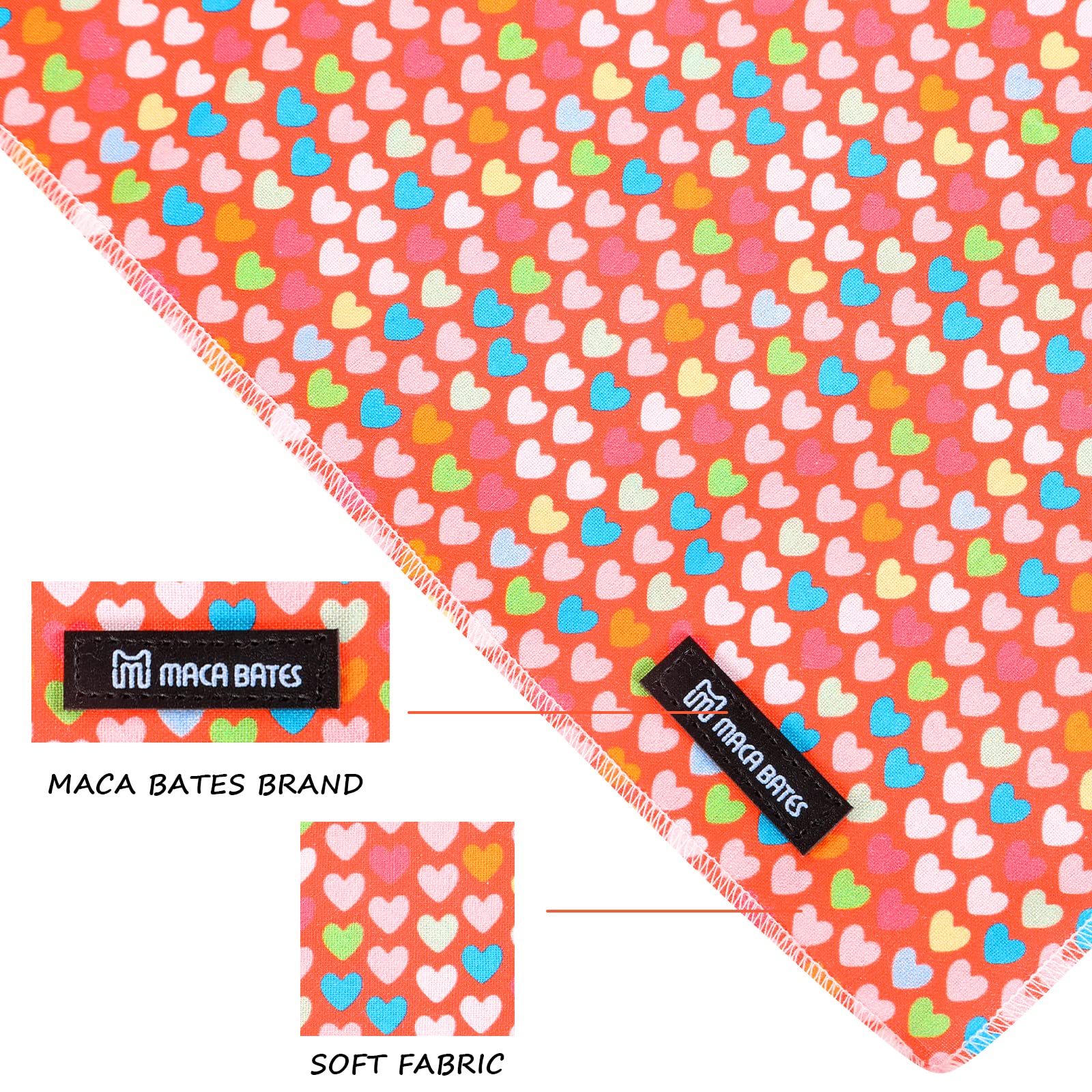 MACA Bates Valentines Day Sweet Heart Dog Bandana Triangle Scarf Handkerchief Soft Cotton Cute Adjustable Puppy Bandanas Gift fo