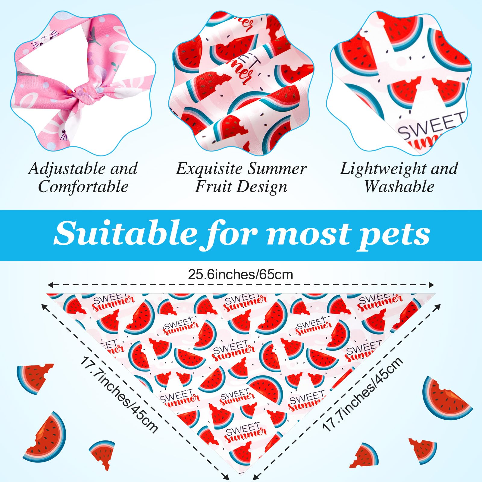 Weewooday 50 Pcs Fruit Dog Bandanas Bulk Summer Bandanas For Dogs Hawaiian Soft Bibs Adjustable Triangle Scarf For Small Medium
