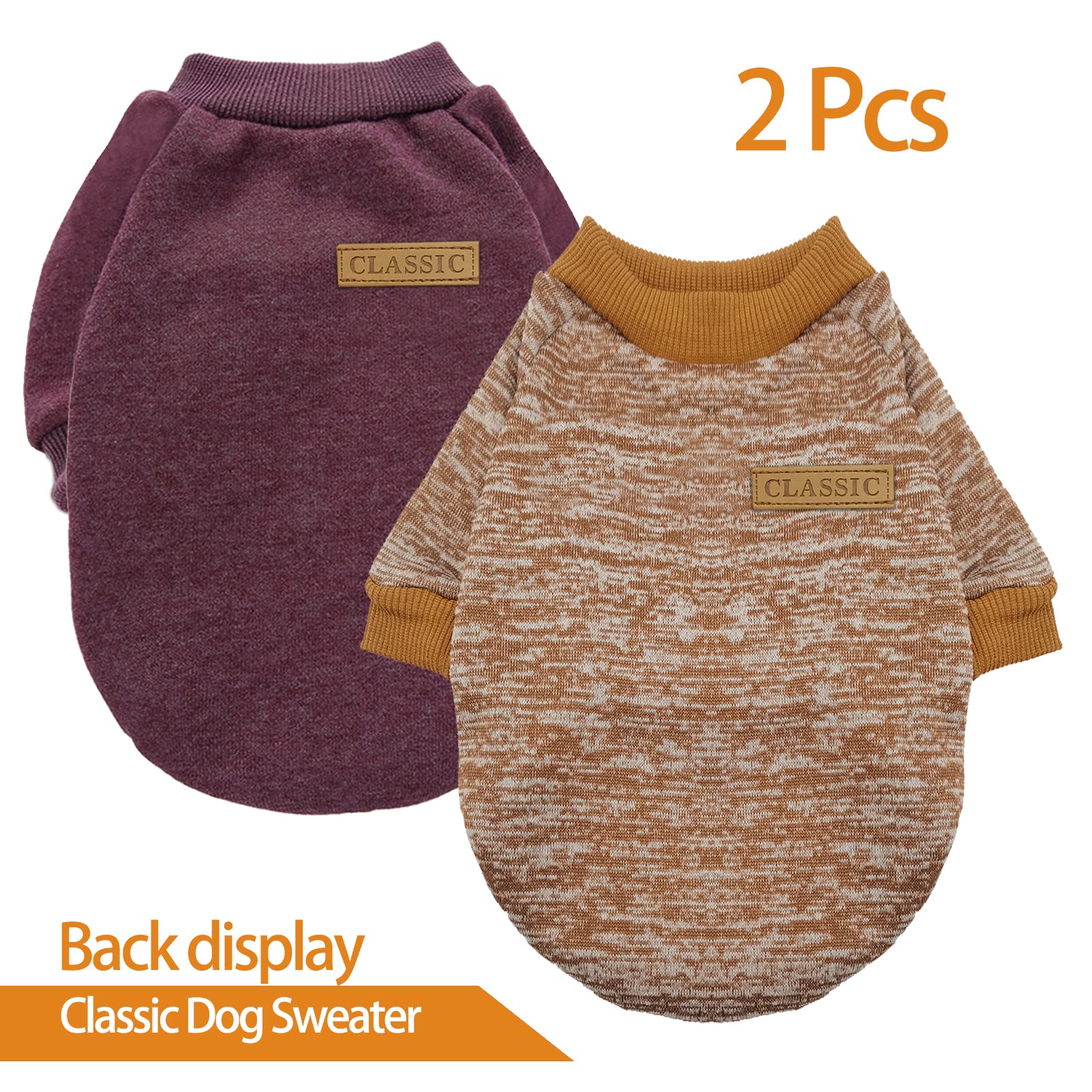 Chborless Pet Dog Sweater Warm Dog Pajamas Soft Cat Sweater Puppy Clothes Small Dogs Sweater Winter Doggie Sweatshirt (Xxs, Brow