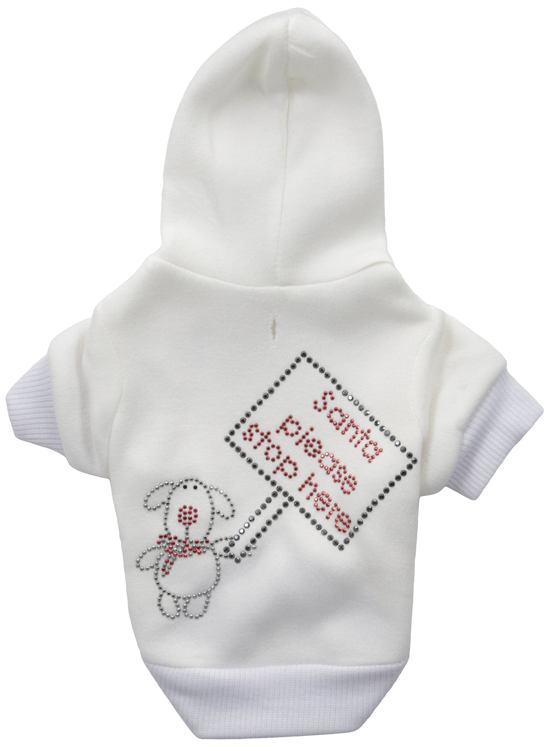 Mirage Pet Products 8-Inch Santa Stop Here Hoodies, X-Small, Cream