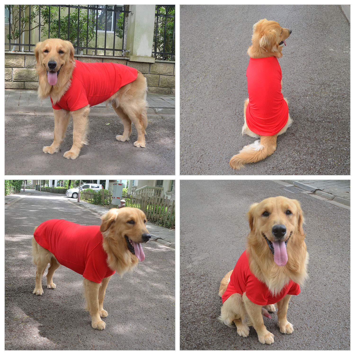 Lovelonglong Pet Clothing Dog Costumes Basic Blank T-Shirt Tee Shirts For Medium Large Dogs Red Xxxl