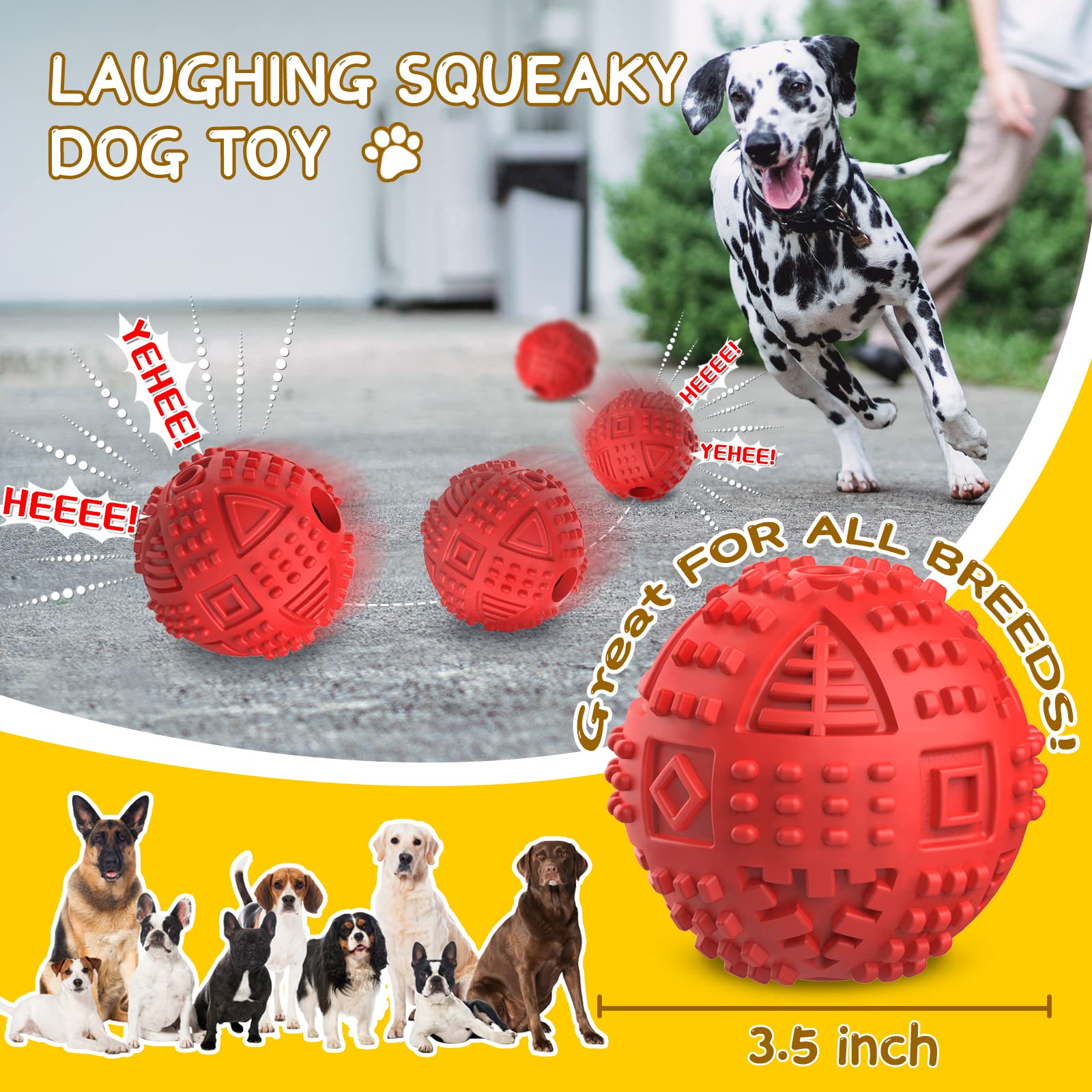 Legend Sandy Dog Balls Treat Dispensing, Dog Toys For Aggressive Chewers Large Breed, Nearly Indestructible Squeaky Dog Chew Toy