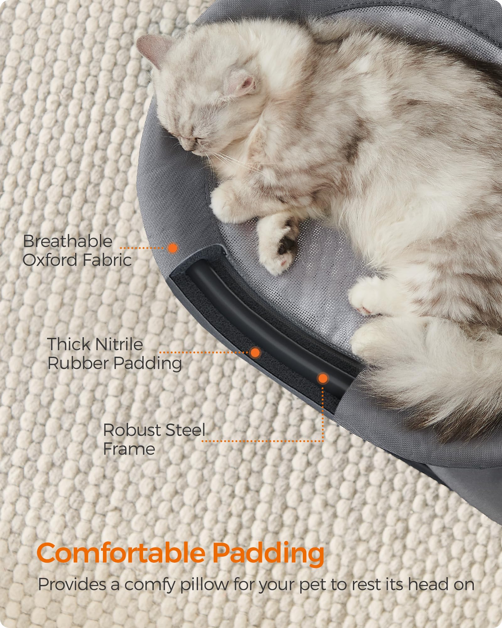 Feandrea 2-Tier Elevated Cat Hammock Bed, Breathable Furniture For Multi-Cat Households Indoor And Outdoor, With Removable Washa