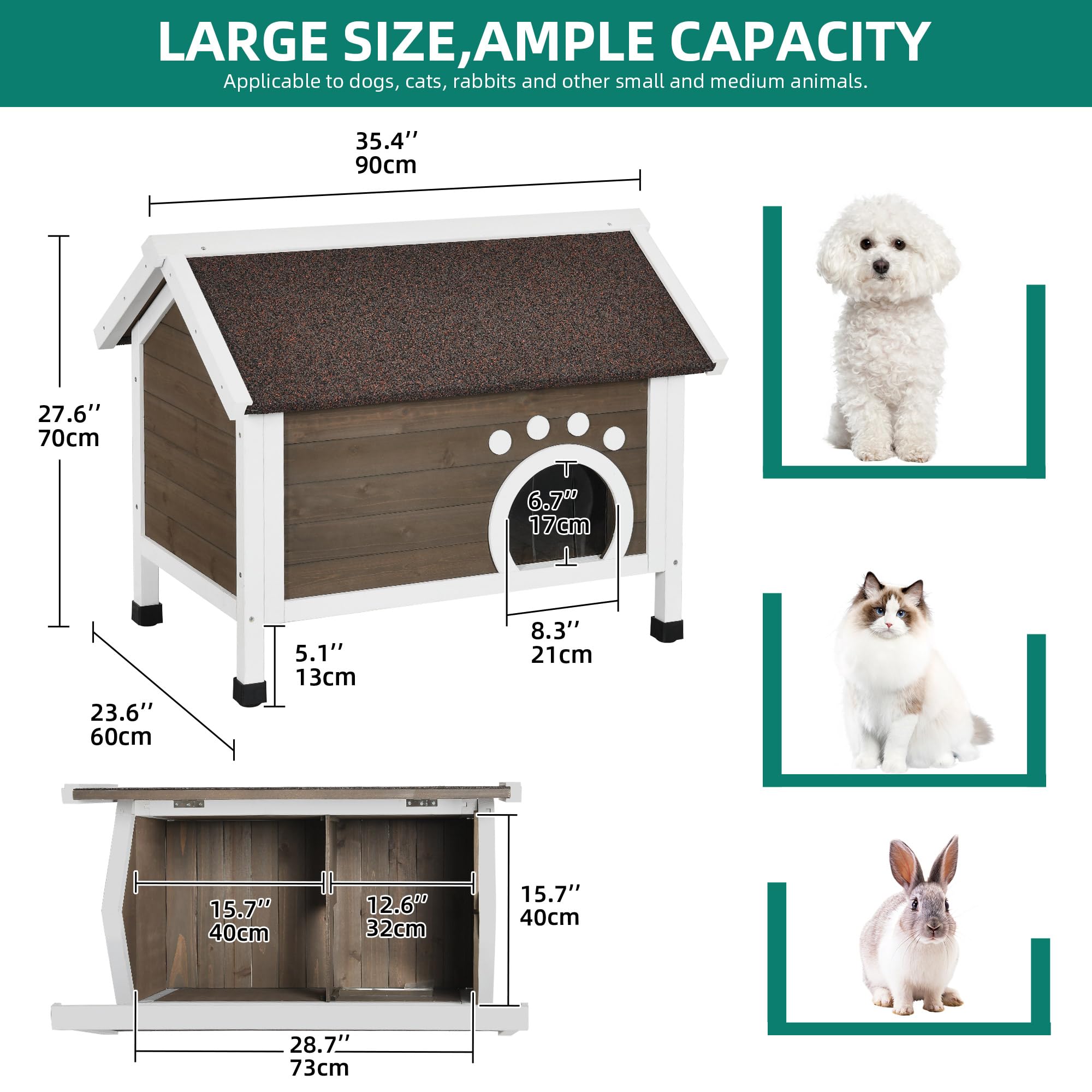 Yitahome Outdoor Cat House Insulated, With All-Round Foam, Large Outside Feral Cat Shelter Weatherproof, Winter Cat House For Mu