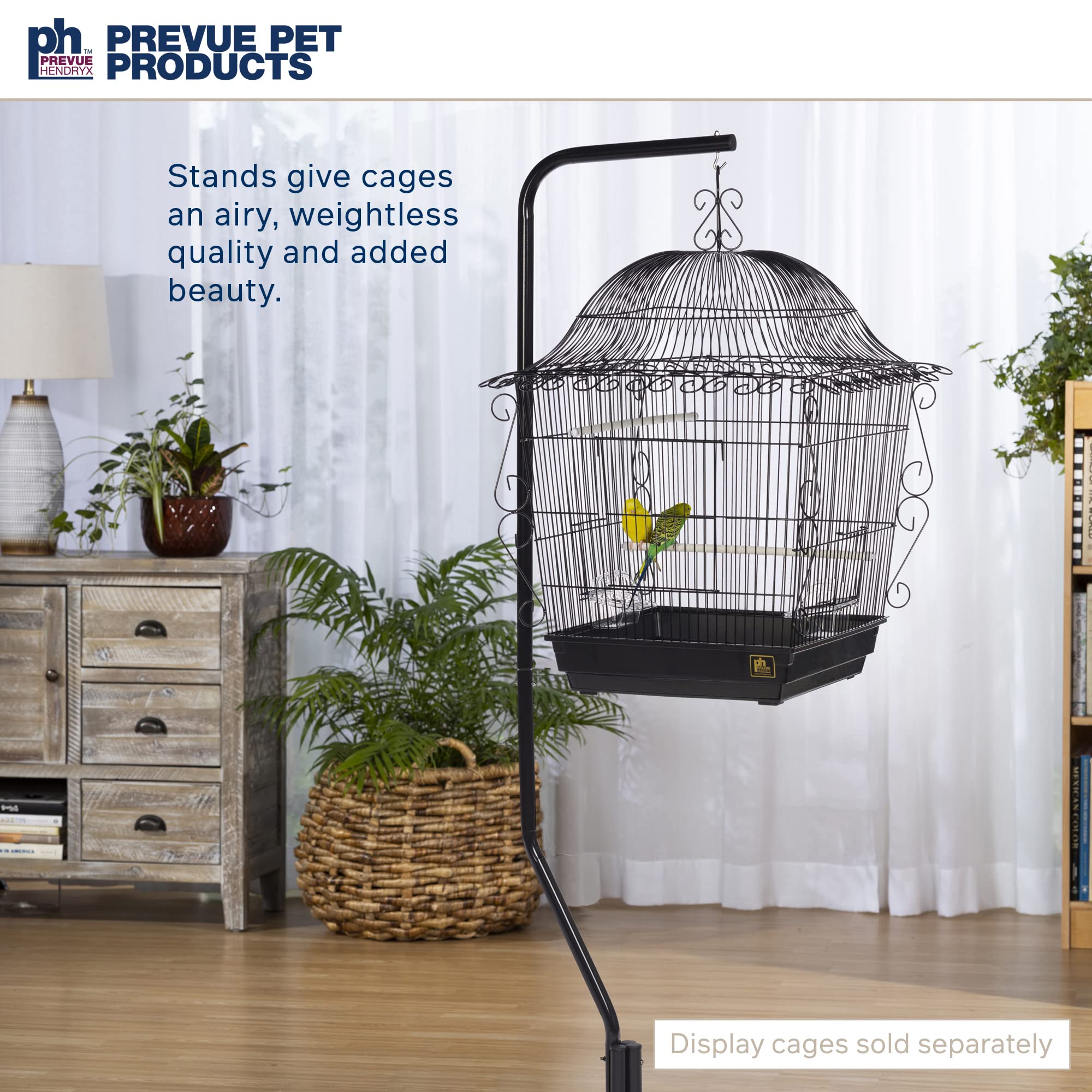 Prevue Hendryx Tubular Steel Hanging Bird Cage Stand 1780 Black, 24-Inch By 24-Inch By 62-Inch