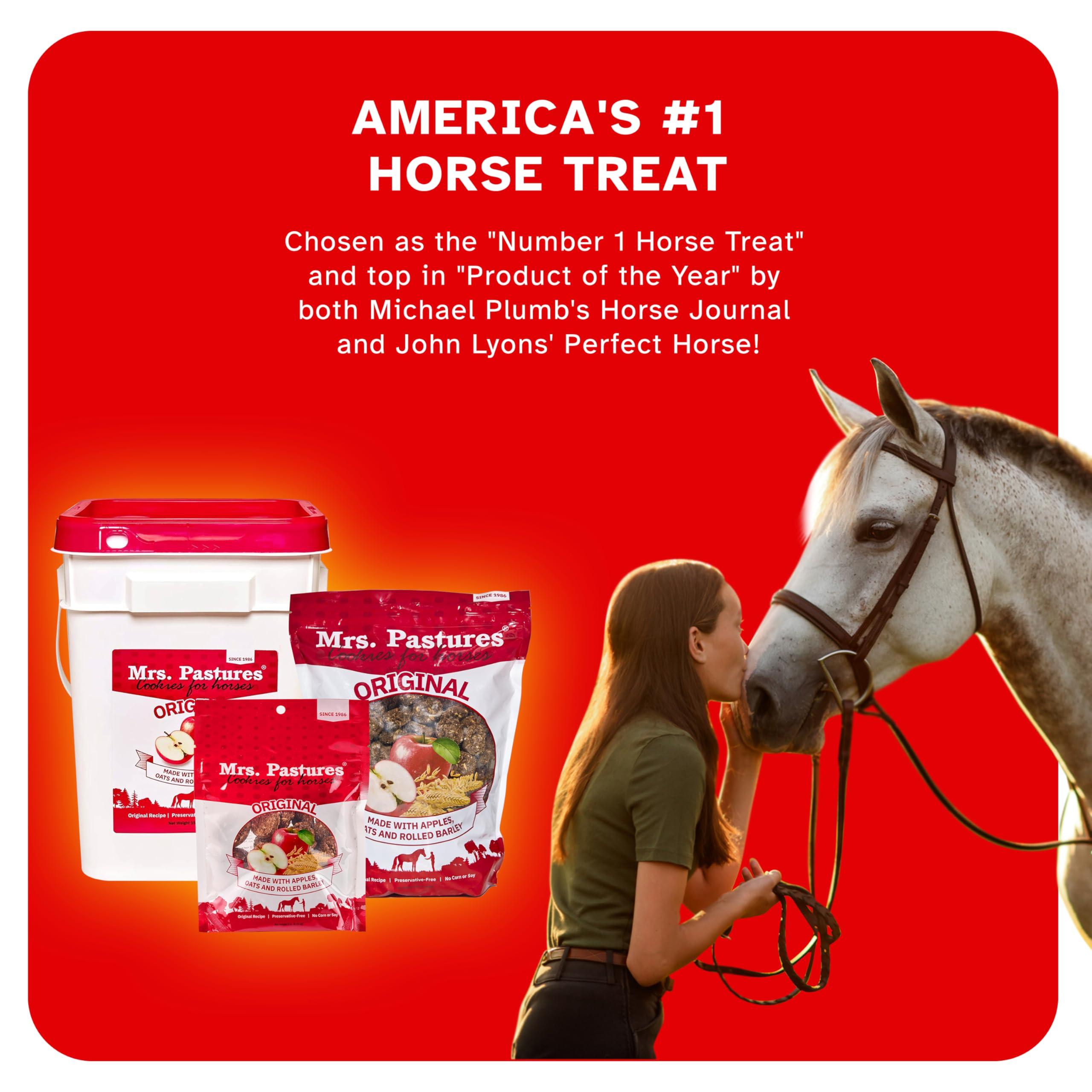 Mrs Pastures Cookies and Treats for Horses - Premium Horse Treats - Made with Apples, Oats, and Rolled Barley - Preservative Fre