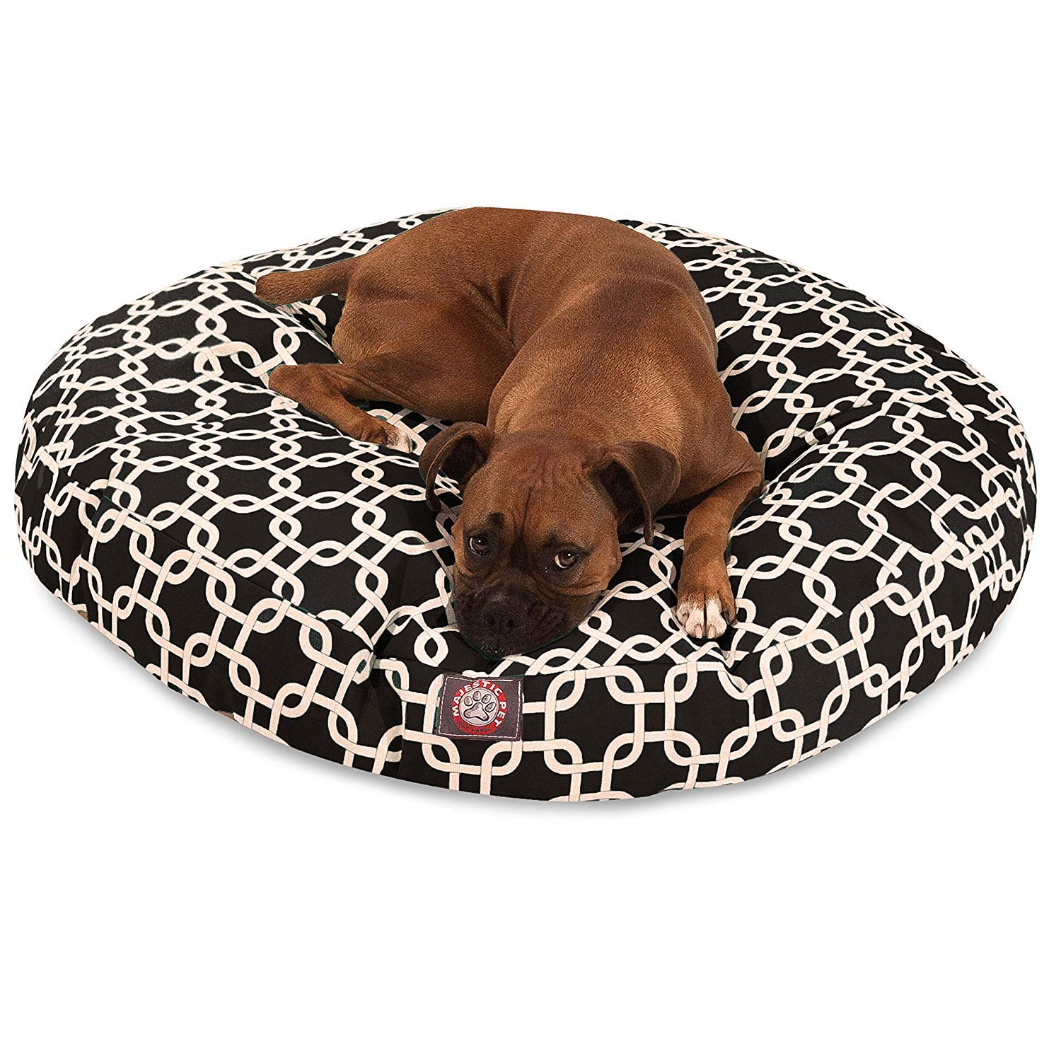 Black Links Large Round Indoor Outdoor Pet Dog Bed With Removable Washable Cover By Majestic Pet Products