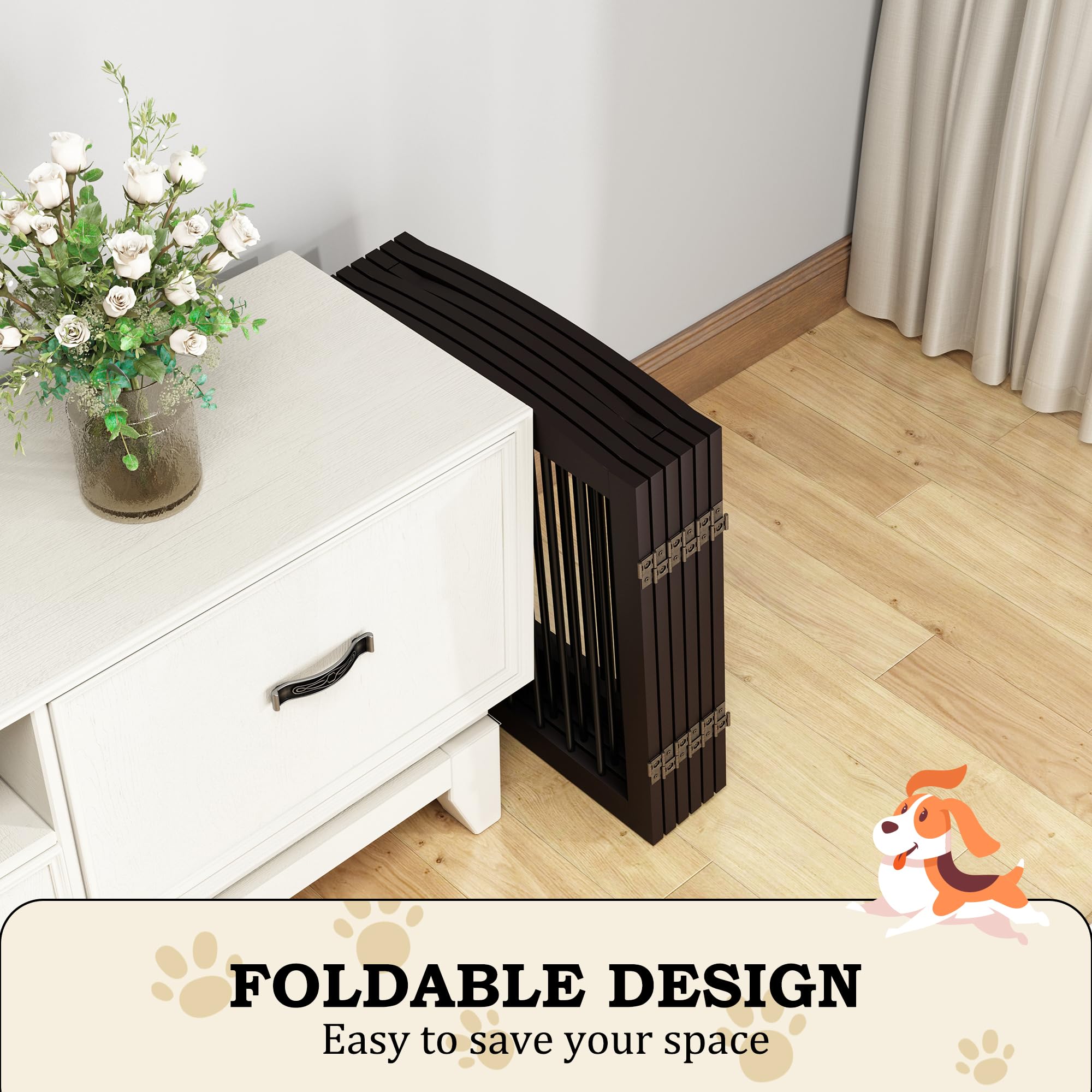 PUPETPO Freestanding Pet Gates with Walk Through Door, Dog Indoor Fence, Dog Gate for The House, Doorway, Stairs, Extra Wide Pet