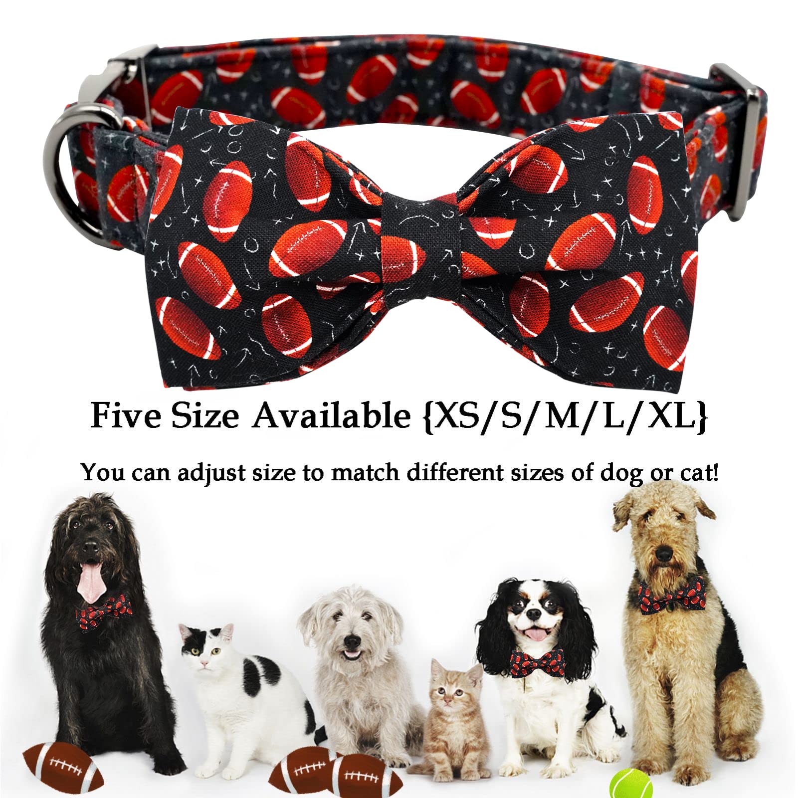 Lionheart Glory Dog Collar Bowtie Collar Dog Rugby Dog Collar Dog Collar For Small Dogs Cute Dog Bow Cotton Dog Bow Adjustable C