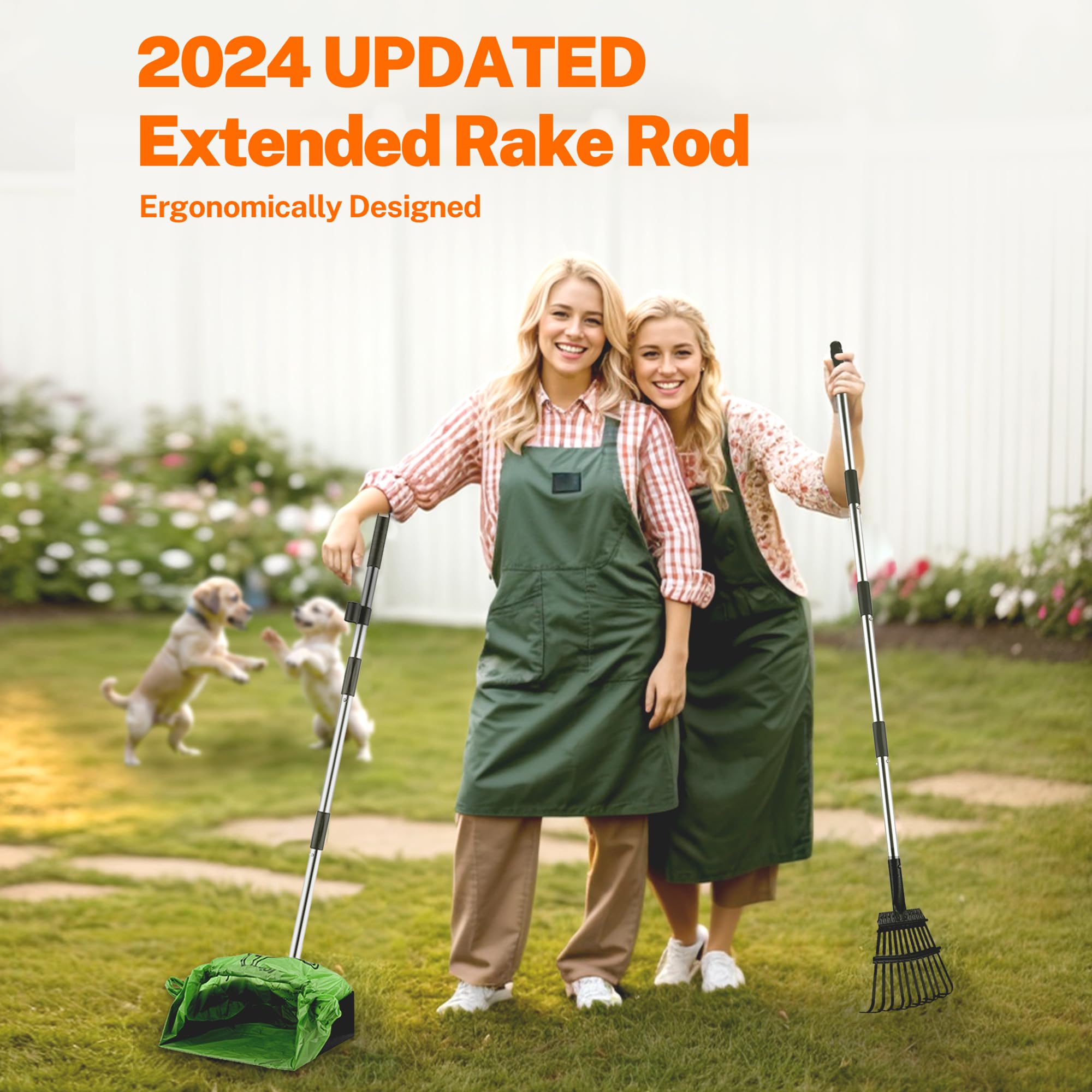 Toozey Upgrade Dog Pooper Scooper With Extra Large Stainless Metal Poop Tray & 54.33'' Long Handle Rake Scoop, Easy Waste Cleanu