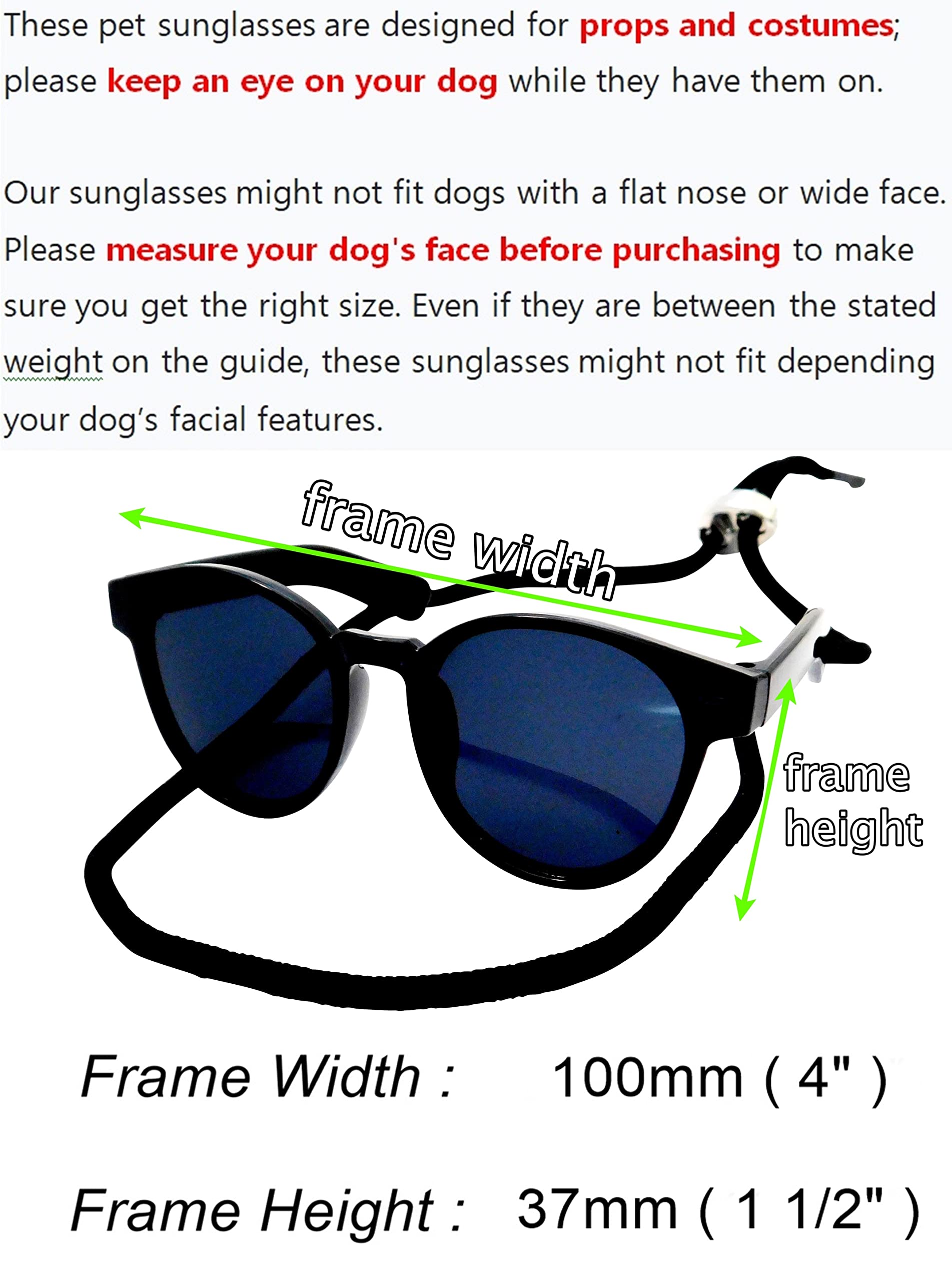 G014 Small Breed Up To 15Lbs Dog Cat Pet Puppy Panto Round Sunglasses (Panto Black)