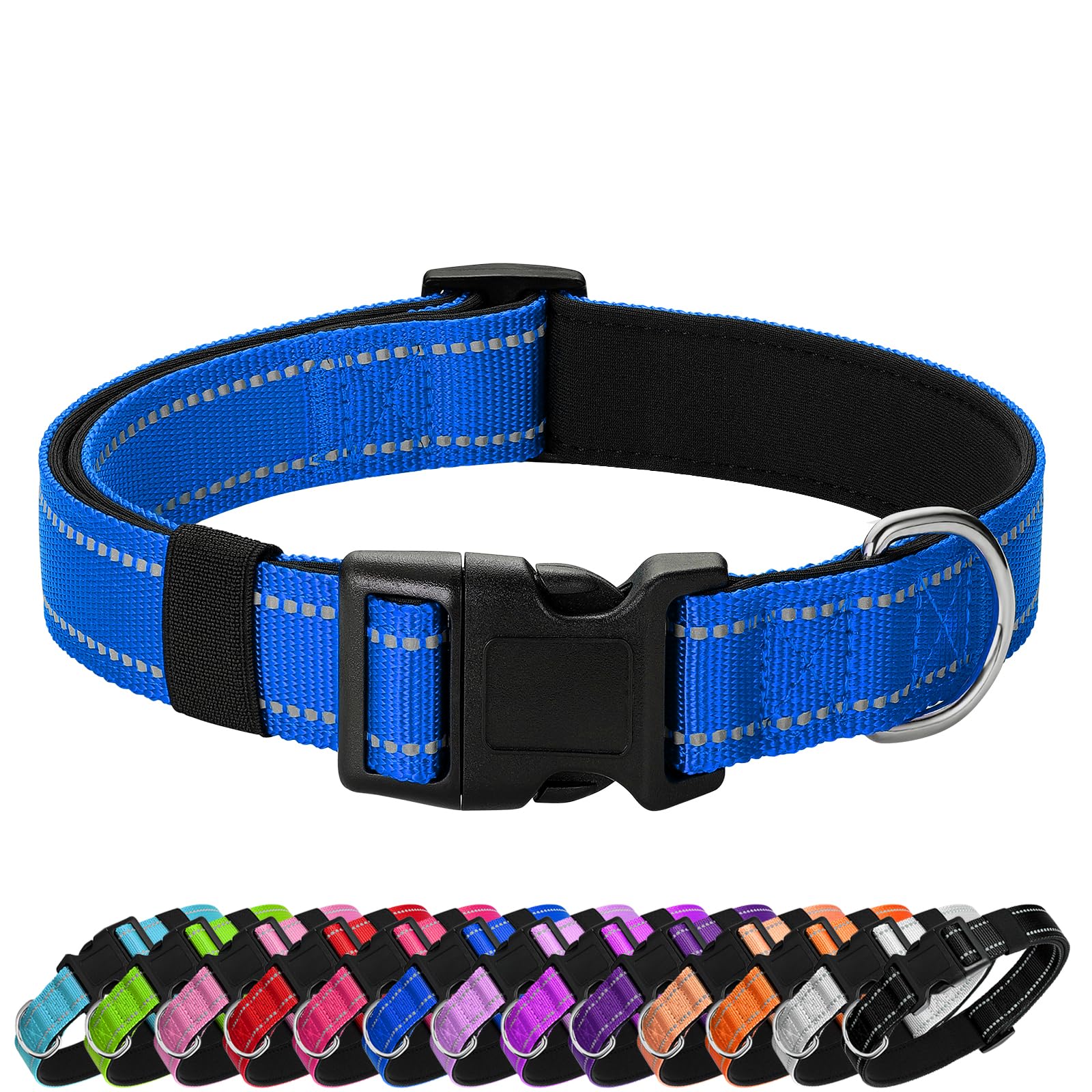 Penseepet Reflective Dog Collar Padded With Soft Neoprene Breathable Quick Release Basic Dog Collars For Puppy Small Dogs Boy Gi