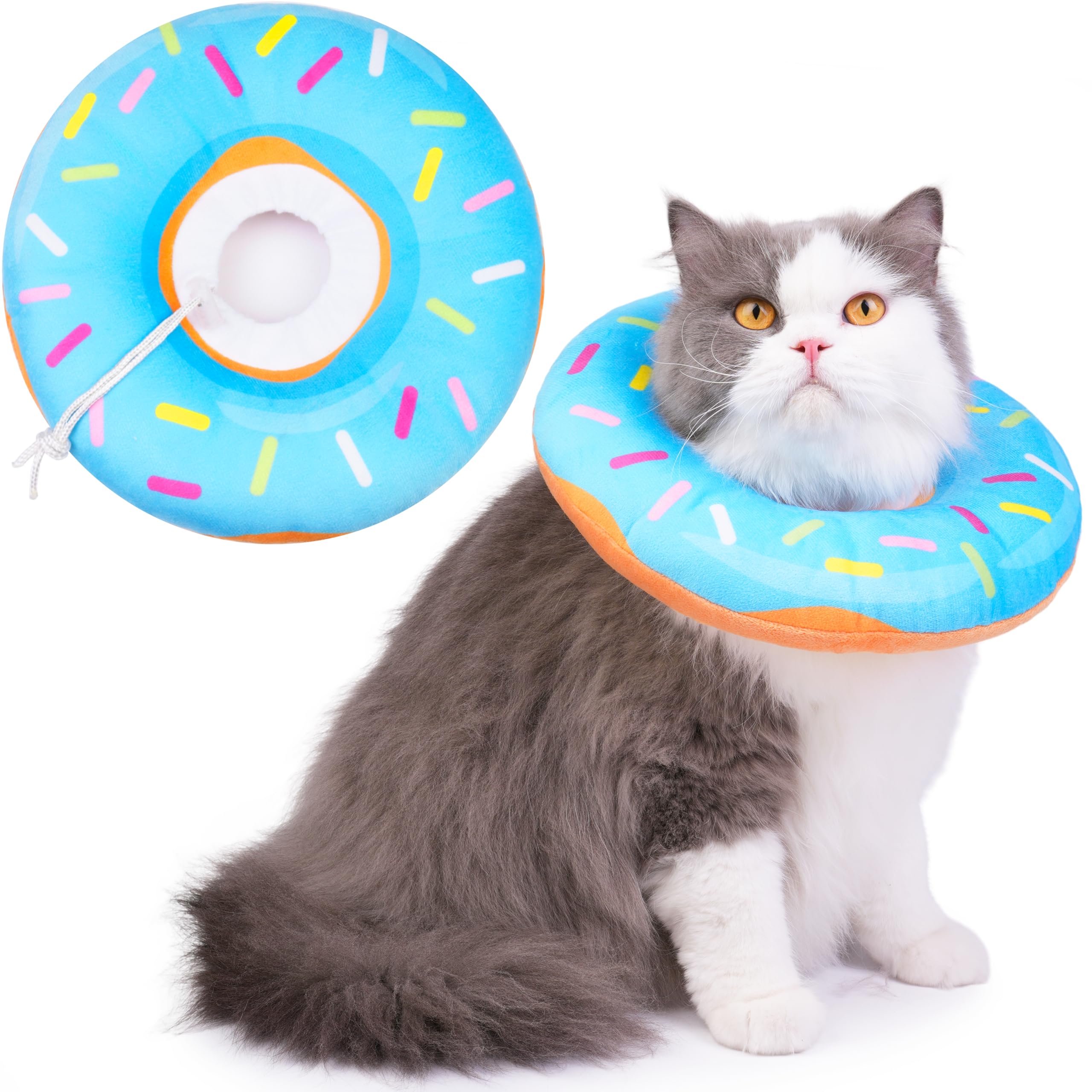 Hpetppy Cat Cone Collar Soft, Cat Recovery Collar for Wound Healing Cute Donut Adjustable Kitten Cones to Stop Licking Comfortab