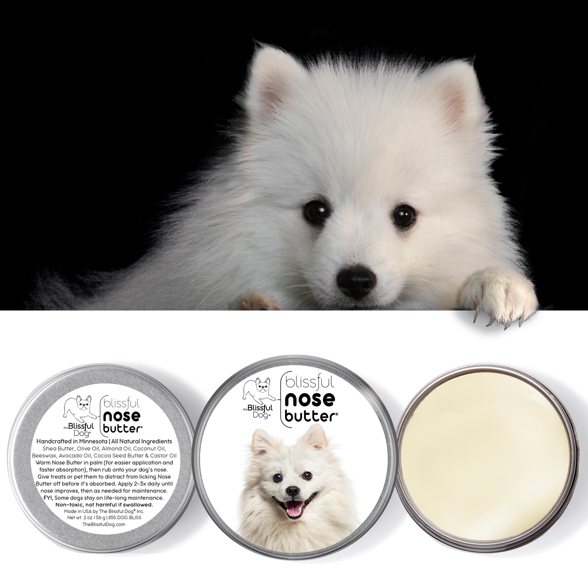 The Blissful Dog American Eskimo Nose Butter, Versatile Dog Nose Balm for Dry Nose, Handcrafted Nose Moisturizer, Easy-to-Apply