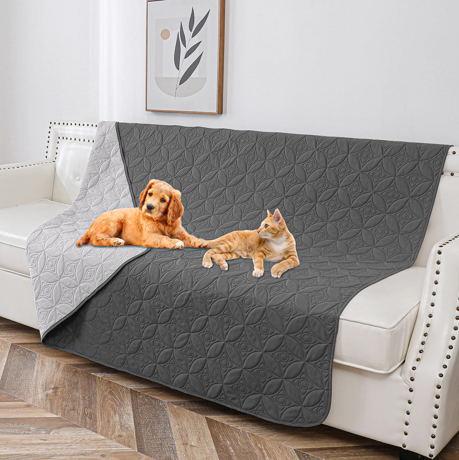 Tuffeel Waterproof Dog Bed Cover, 82x102 Inches Pet Sofa Couch Blanket for Bed, Furniture Protector from Large Dogs Washable, Re