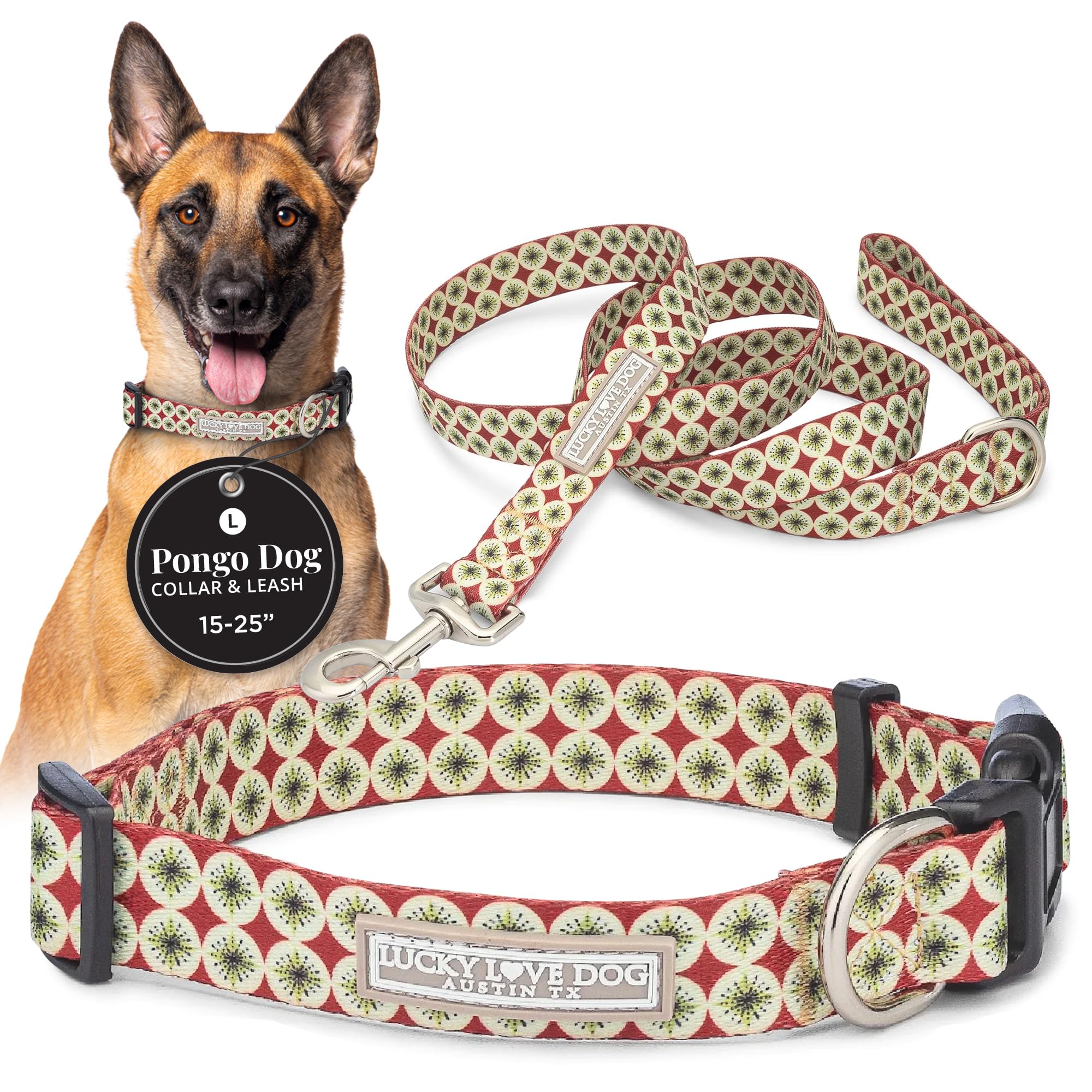 Lucky Love Dog - Easy Click Buckle Dog Collar With Leash Set Combo, Durable & Comfortable Collar For Male & Female Dogs, Pet Col