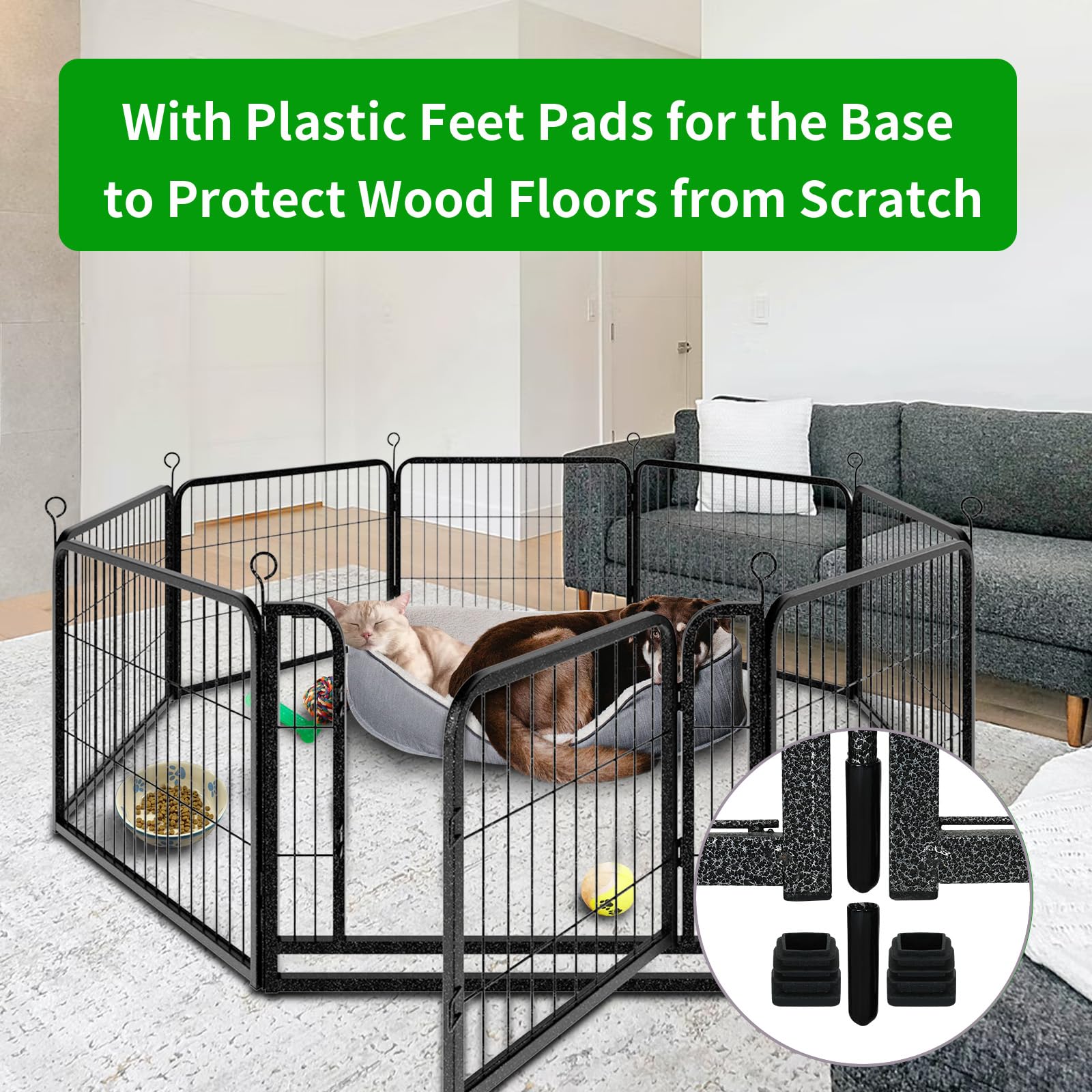 Kfvigoho Puppy Playpen 8 Panels Small Dog Fence Outdoor Indoor Use 24'' Height Anti-Rust With Doors Portable Dog Play Pen For Rv