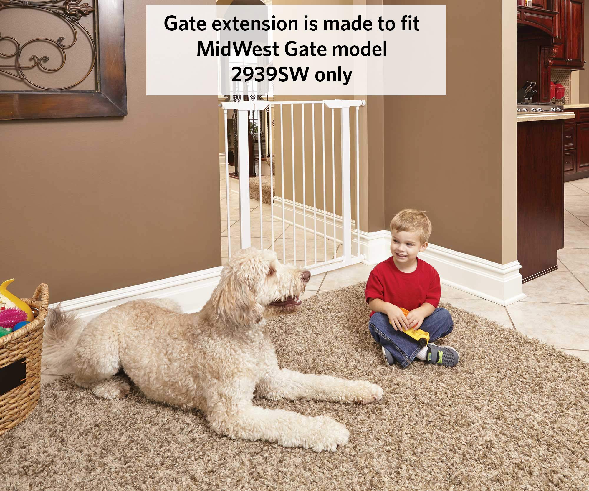 MidWest Homes for Pets Steel Pet Gate Extension; Pet Gate Extension Measures 6' Wide x 39' High in Soft White (Fits MW Model # 2