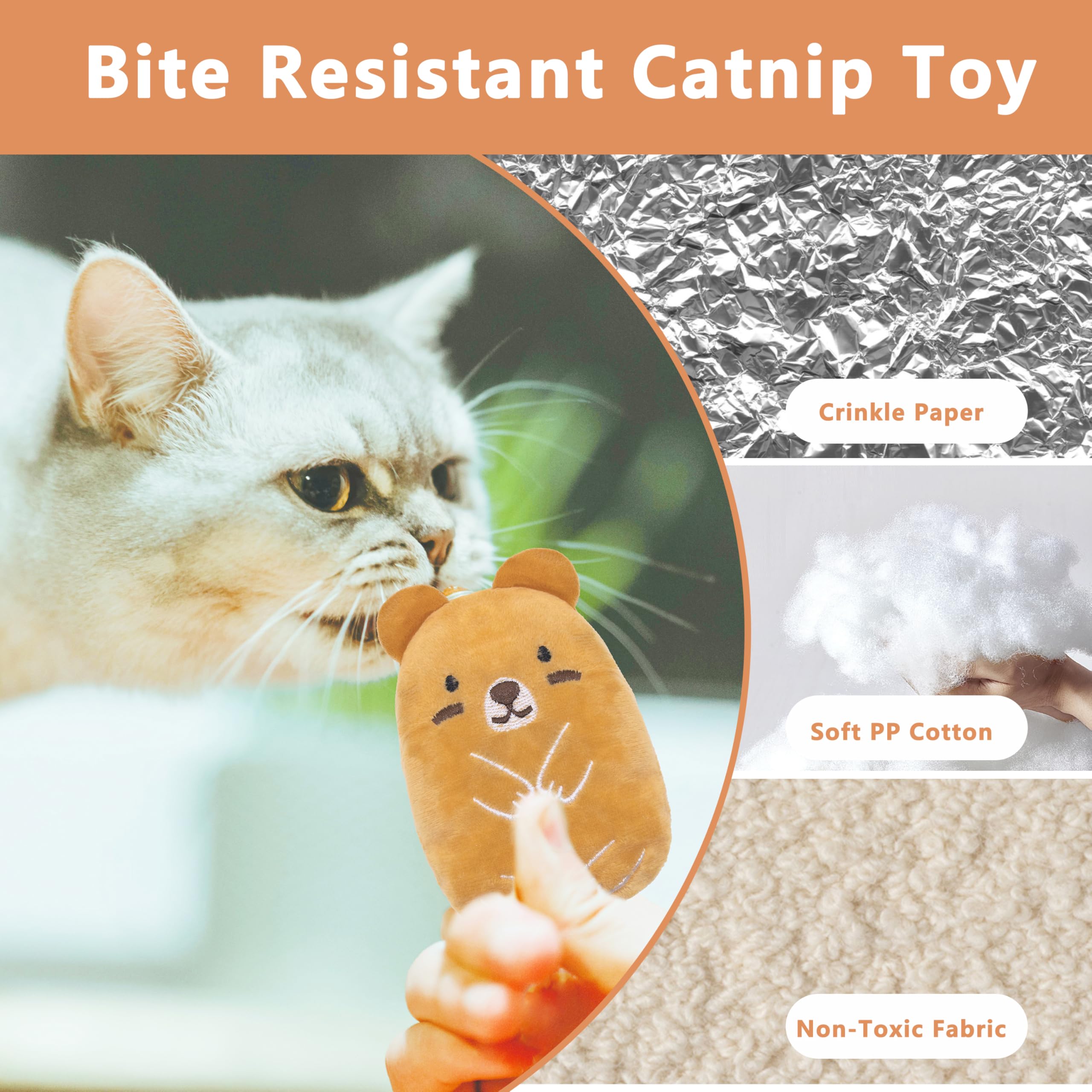 Maiiu 5Pcs Crinkle Sound Cat Toys, Funny Cat Toys, Bite Resistant Cat Toys, Indoor Cartoon Cat Toys For Cat,Cat Chew Toys.
