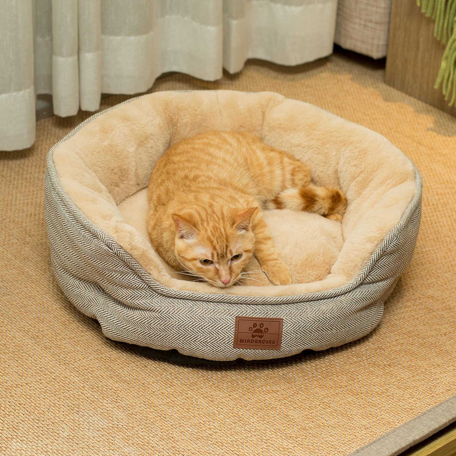 Windracing Medium Size Cat And Dog Beds, Fur Material, Removable Inner Pillow, Non-Skid And Waterproof Bottom, Superior Comfort, Washable