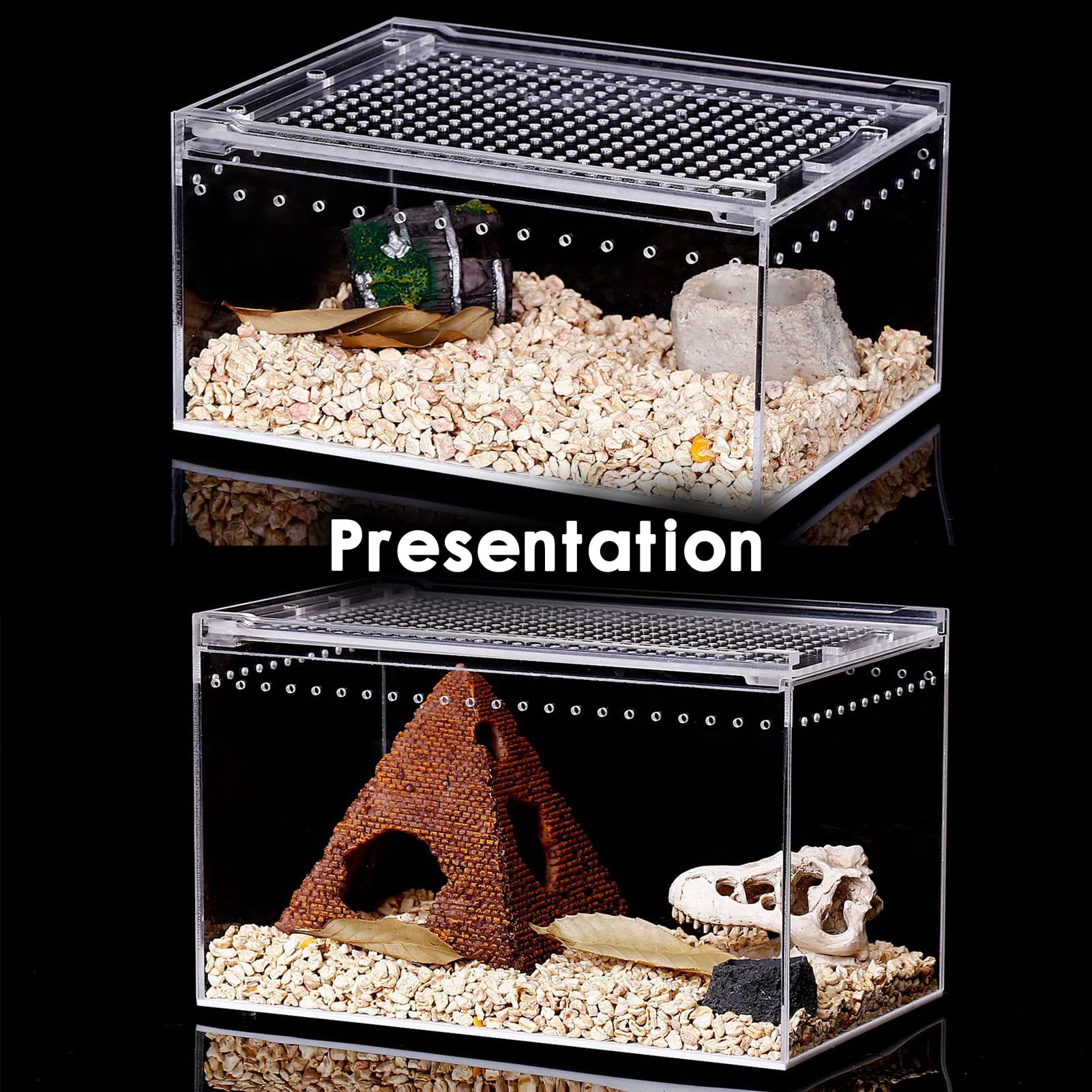Sanosy Reptile Terrarium - Amphibian Tank Starter Kit, Eco Rainforest Feeding Box, Amphibian Feeding Box, Suitable For Breeding