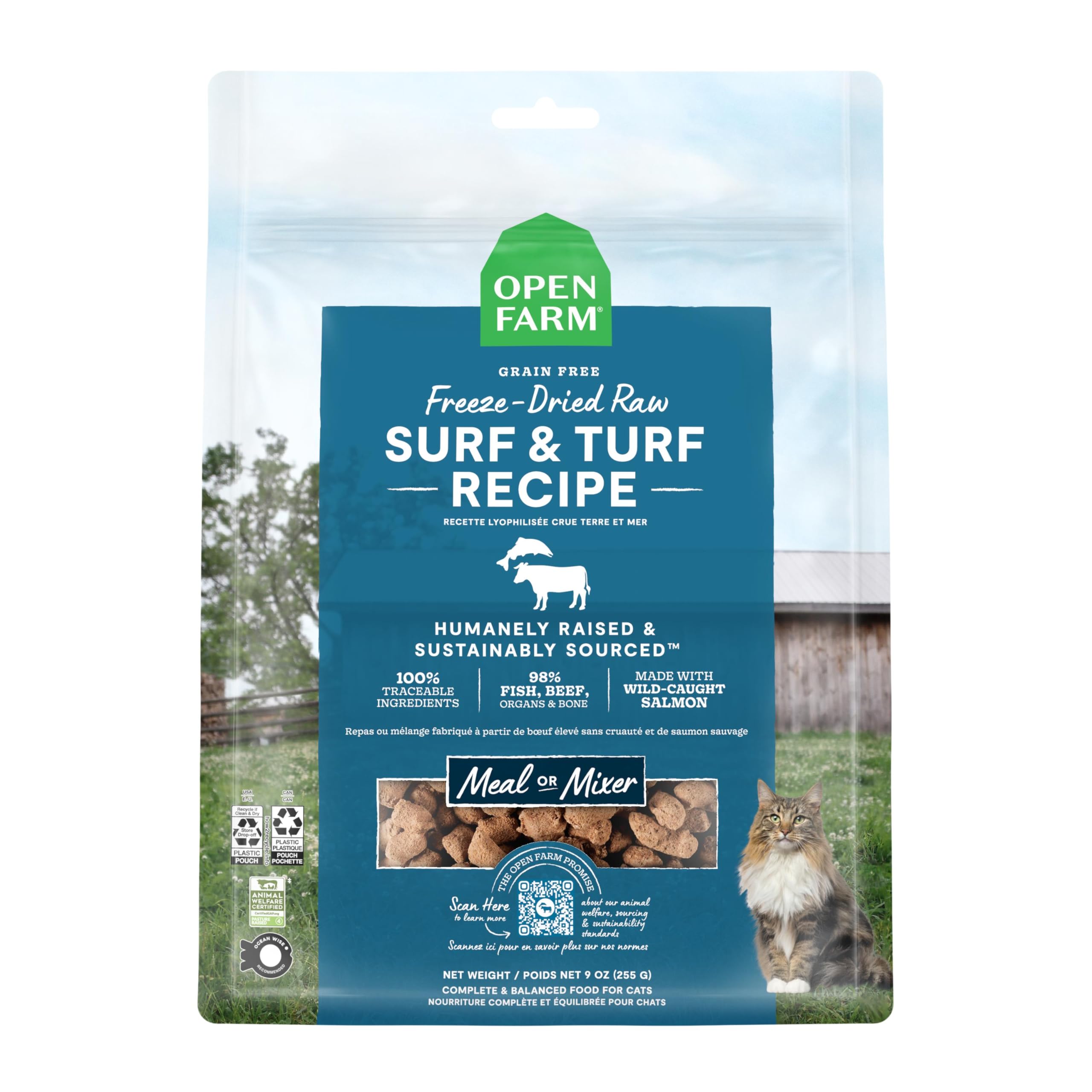 Open Farm Surf & Turf Recipe Freeze Dried Raw Morsels for Cats, 3.5oz